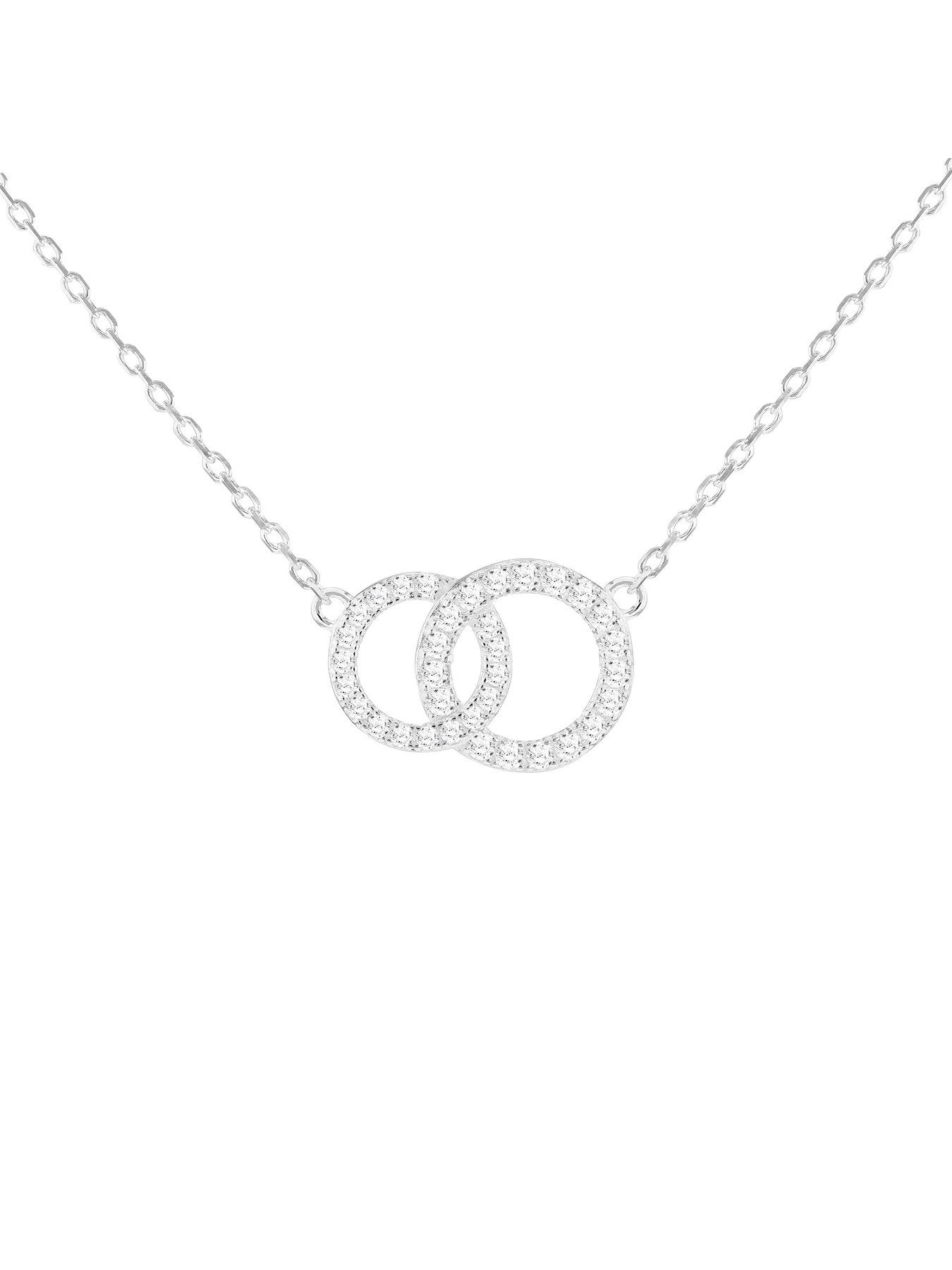  image of ernest-jones-sterling-silver-17-1-cubic-zirconia-interlink-circle-necklace