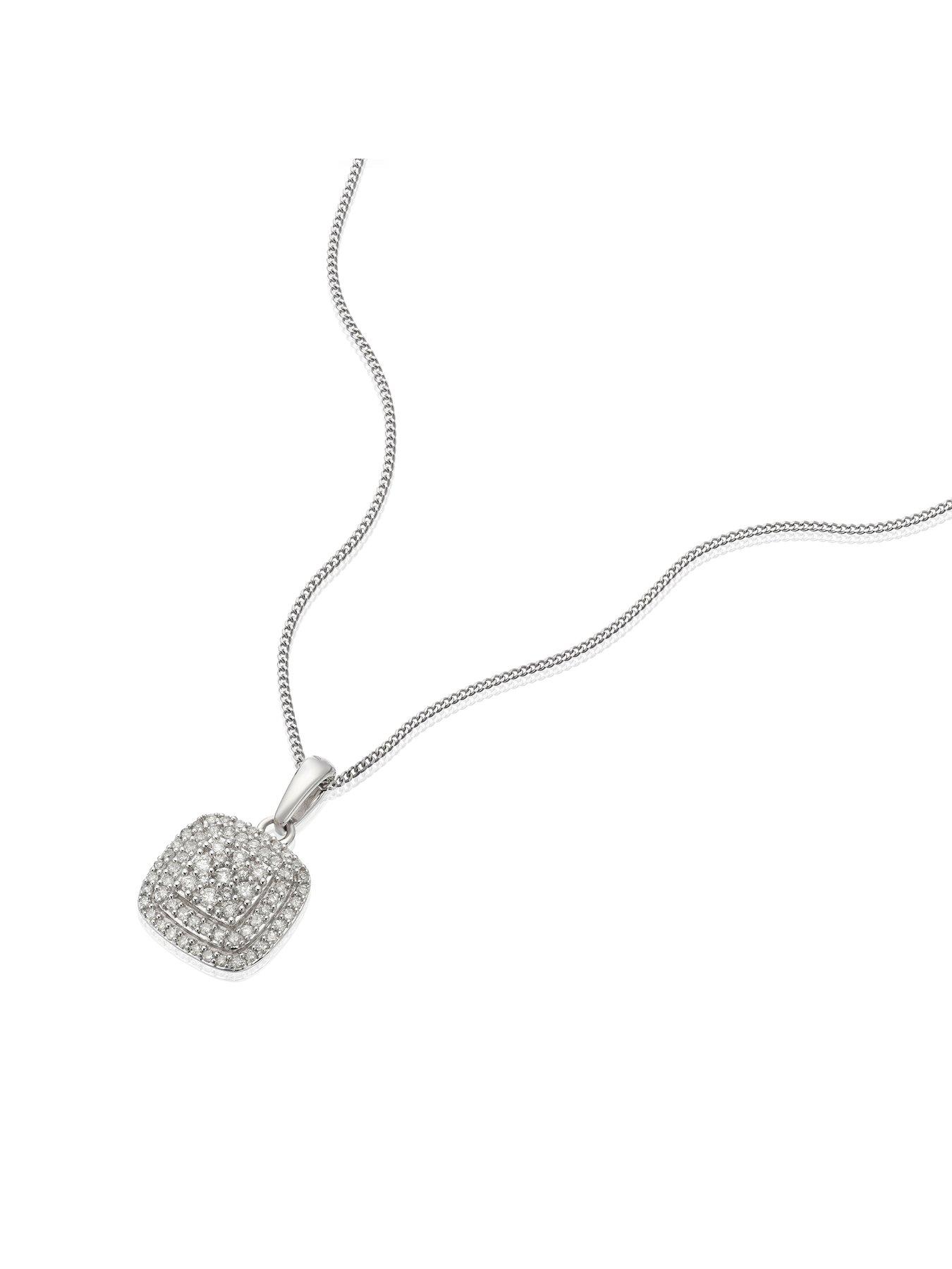 stillFront image of h-samuel-9ct-025ct-diamond-cushion-cluster-pendant-necklace-white-gold