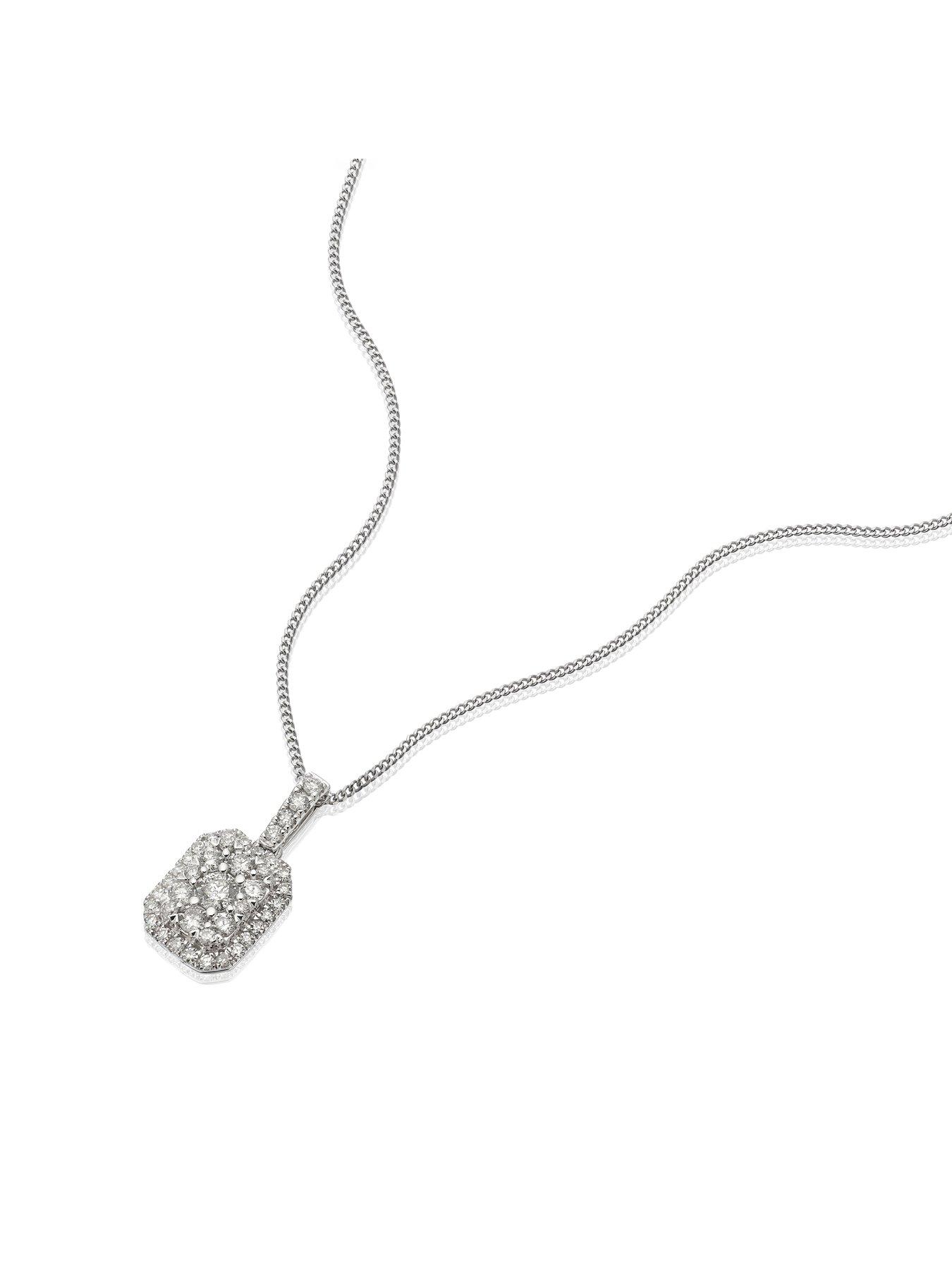  image of h-samuel-9ct-033ct-diamond-rectangle-cluster-pendant-necklace-white-gold