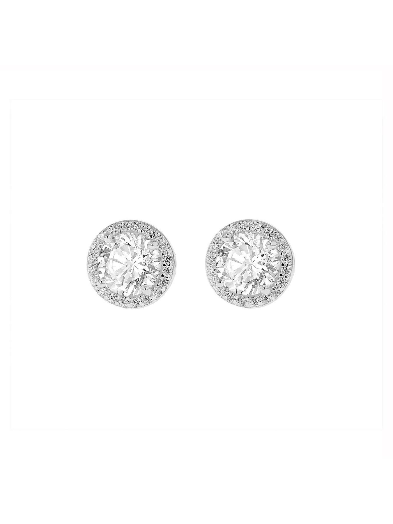 Image 4 of 5 of Ernest Jones Sterling Silver Cubic Zirconia Round Halo Earring &amp; Pendant Jewellery Set - One Colour