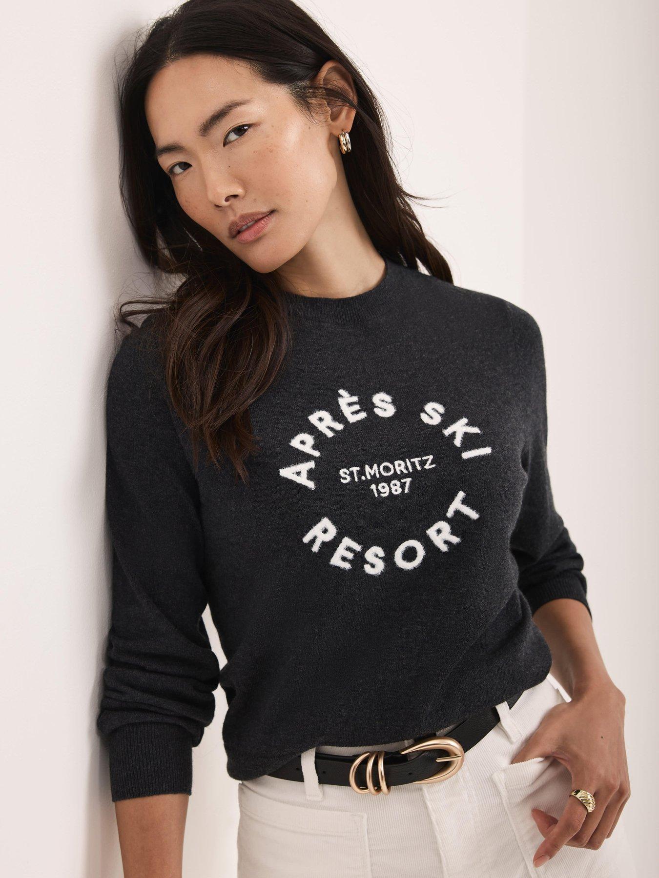 Image 2 of 6 of Mint Velvet Graphic Apres Jumper - Charcoal