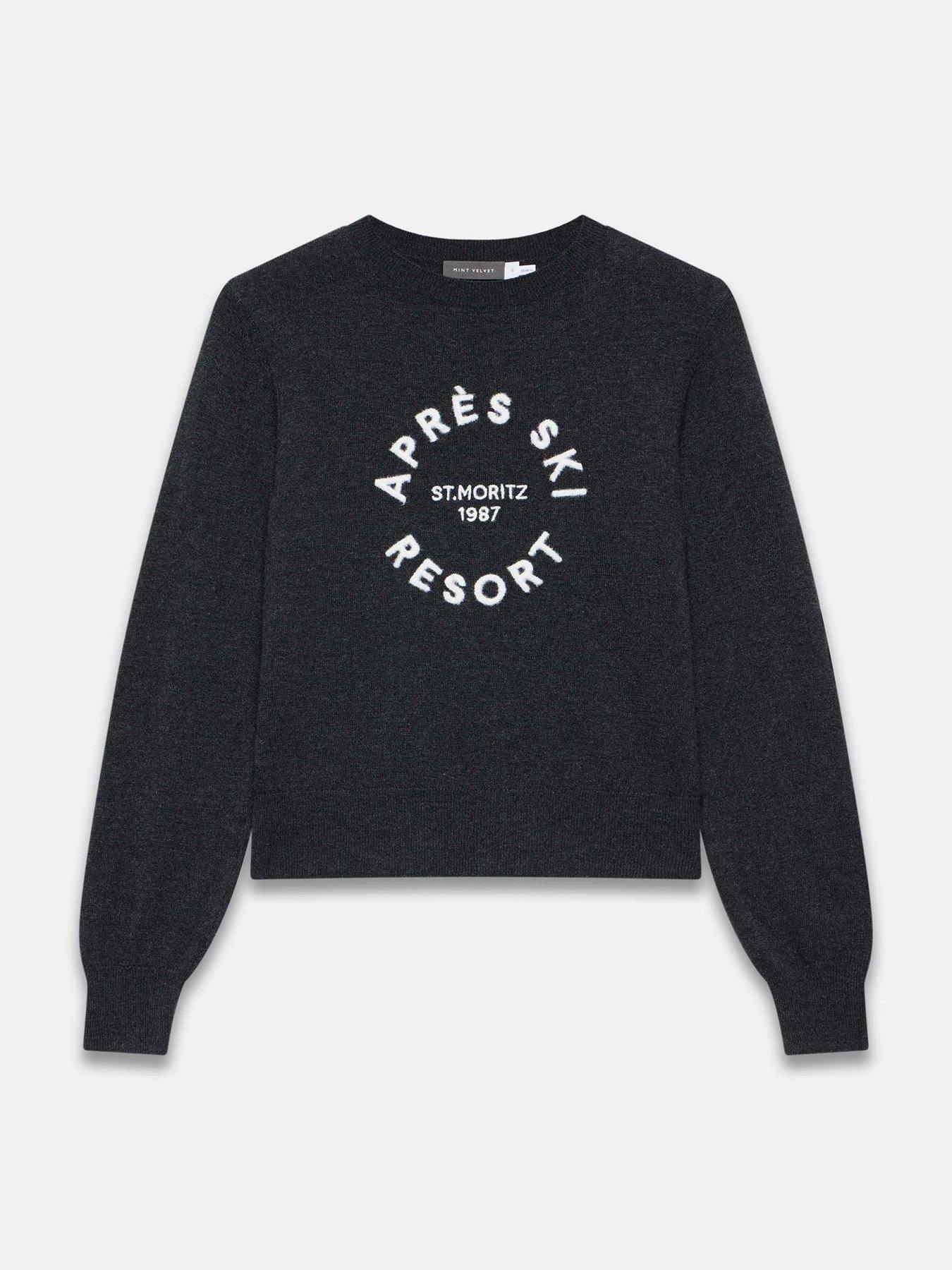Image 5 of 6 of Mint Velvet Graphic Apres Jumper - Charcoal