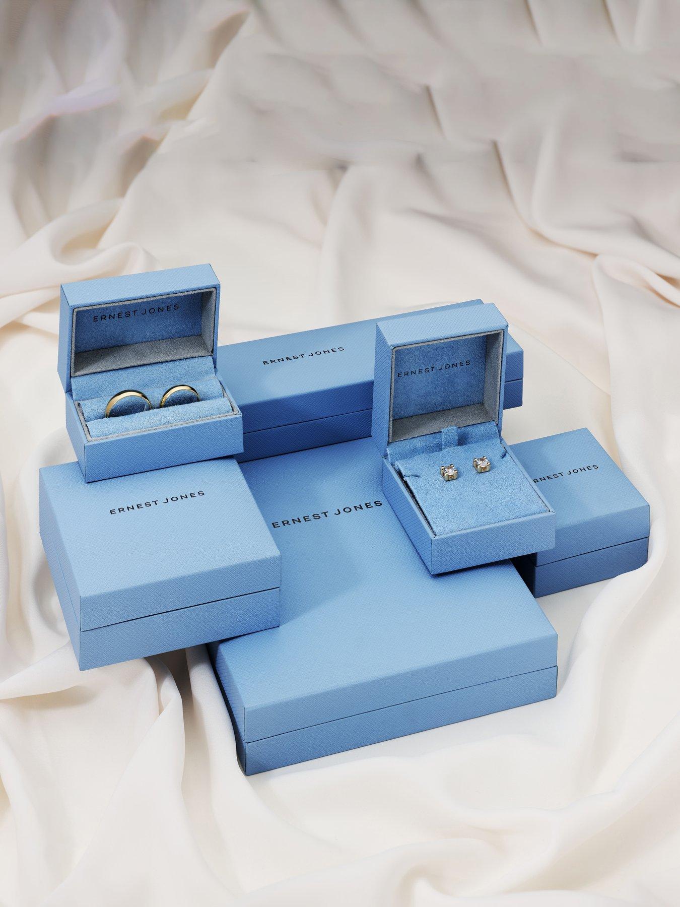 Image 4 of 5 of Ernest Jones Engagement Ring Emerald Shaped Halo 0.50Ct Diamond Ring - Platinum