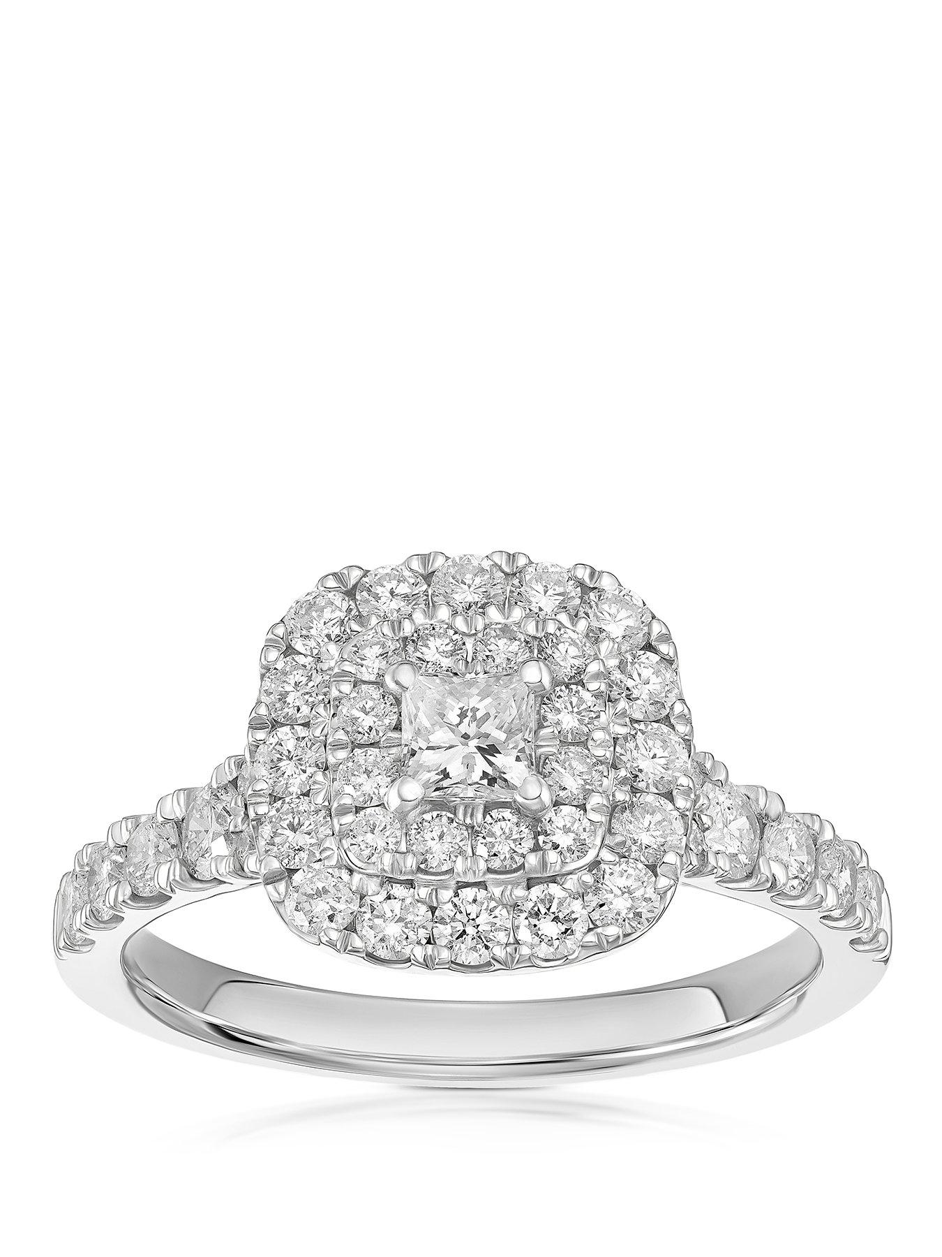  image of ernest-jones-engagement-ring-cushion-shaped-double-halo-1ct-diamond-ring-platinum