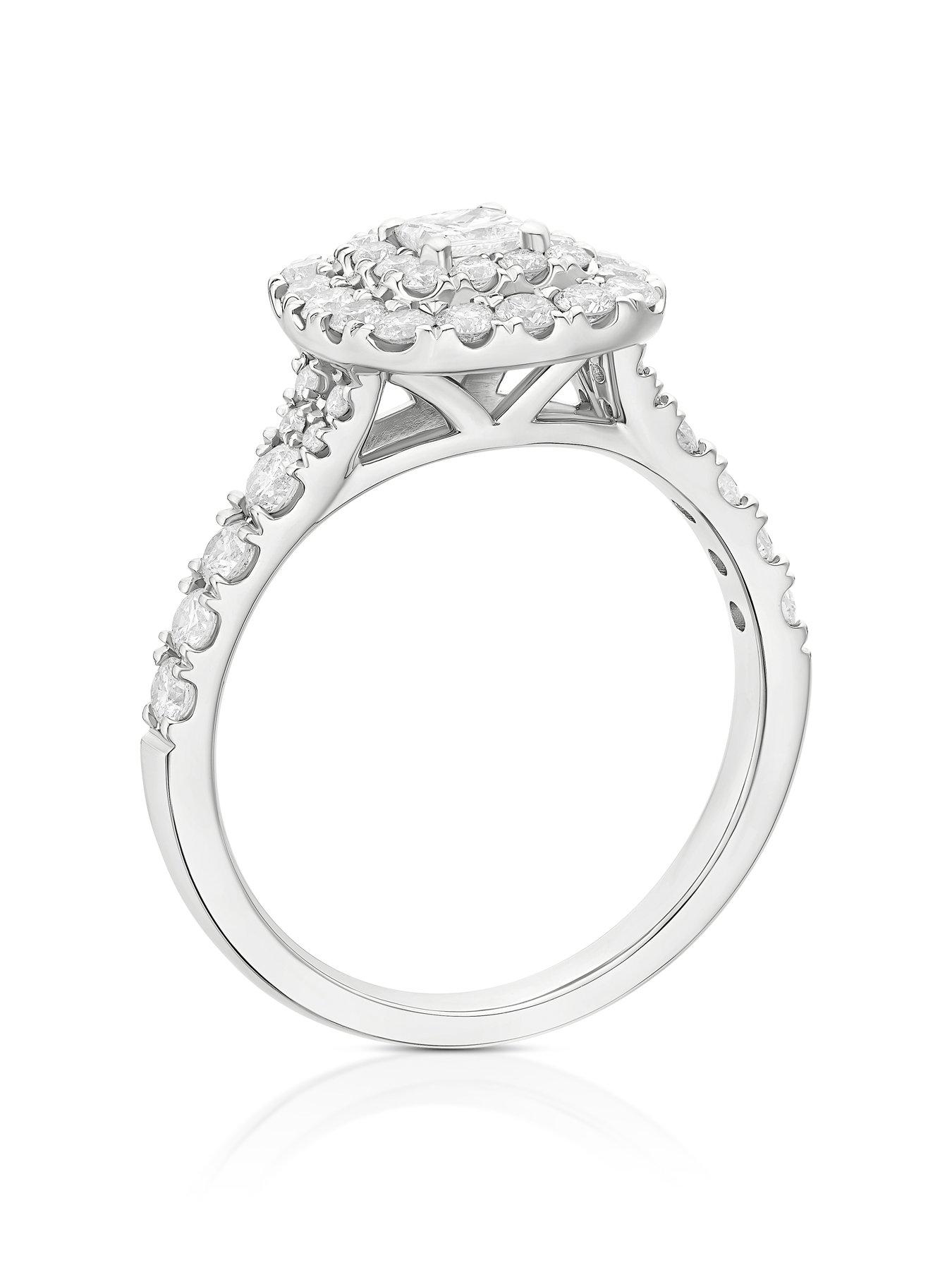  image of ernest-jones-engagement-ring-cushion-shaped-double-halo-1ct-diamond-ring-platinum