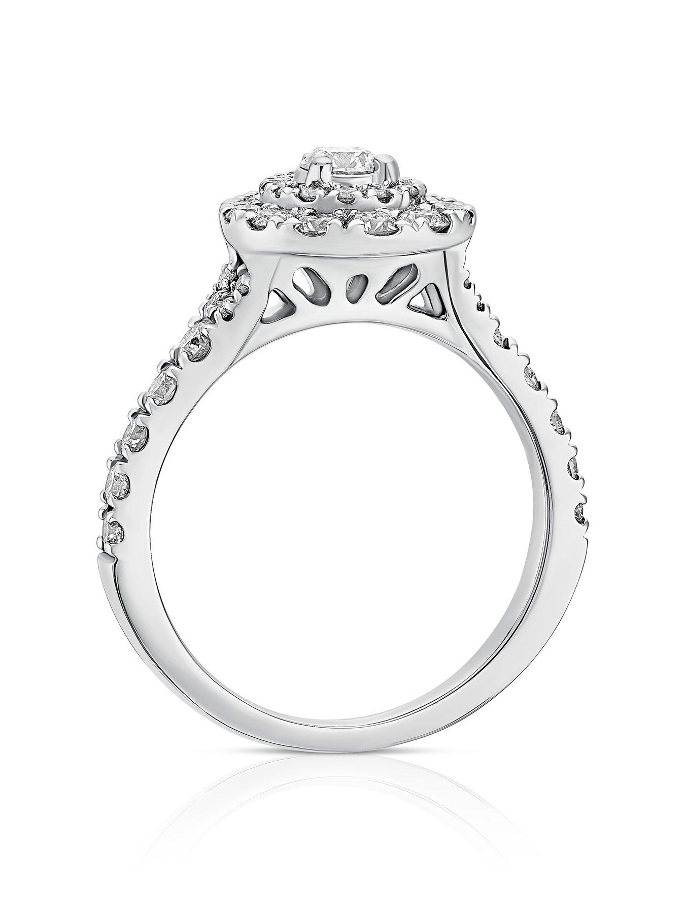  image of ernest-jones-engagement-ring-pear-shaped-halo-1ct-diamond-ring-platinum