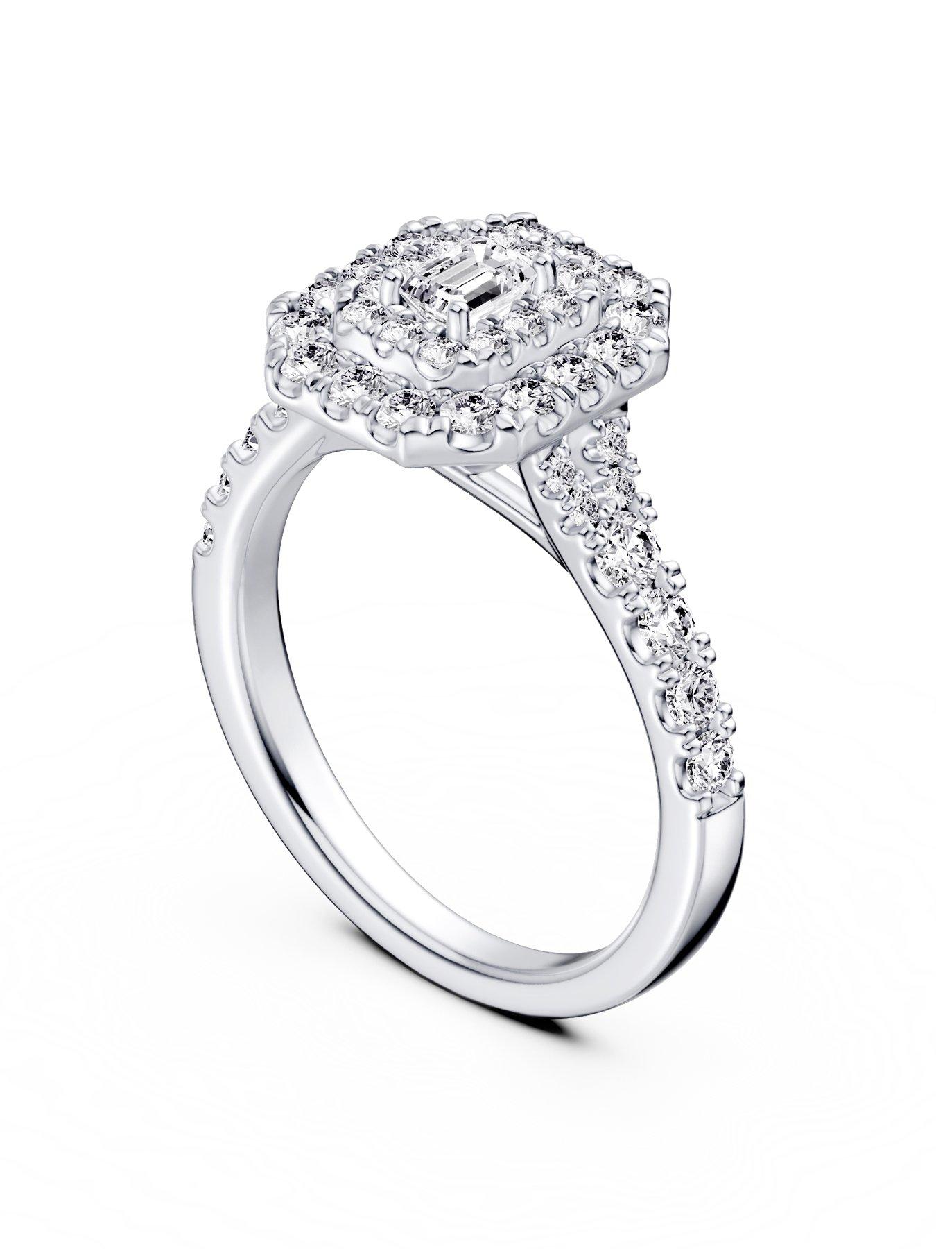  image of ernest-jones-engagement-ring-emerald-cut-1ct-diamond-ring-platinum