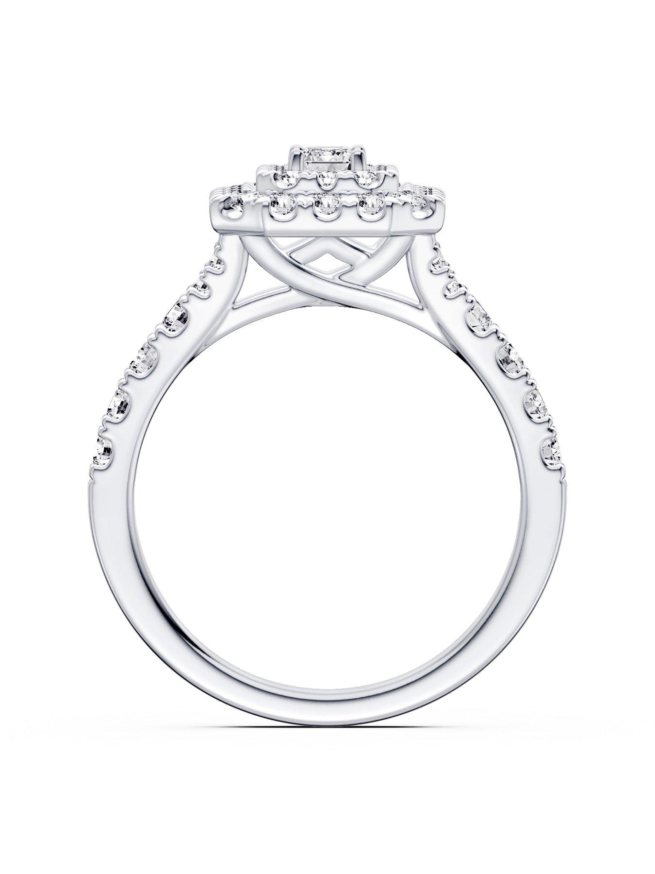  image of ernest-jones-engagement-ring-emerald-cut-1ct-diamond-ring-platinum