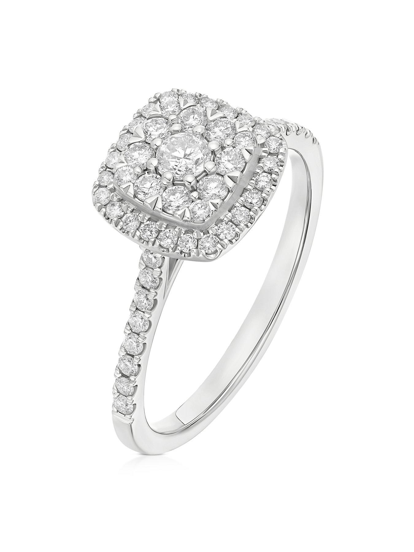 stillFront image of ernest-jones-engagement-ring-cushion-shaped-cluster-050ct-diamond-ring-platinum