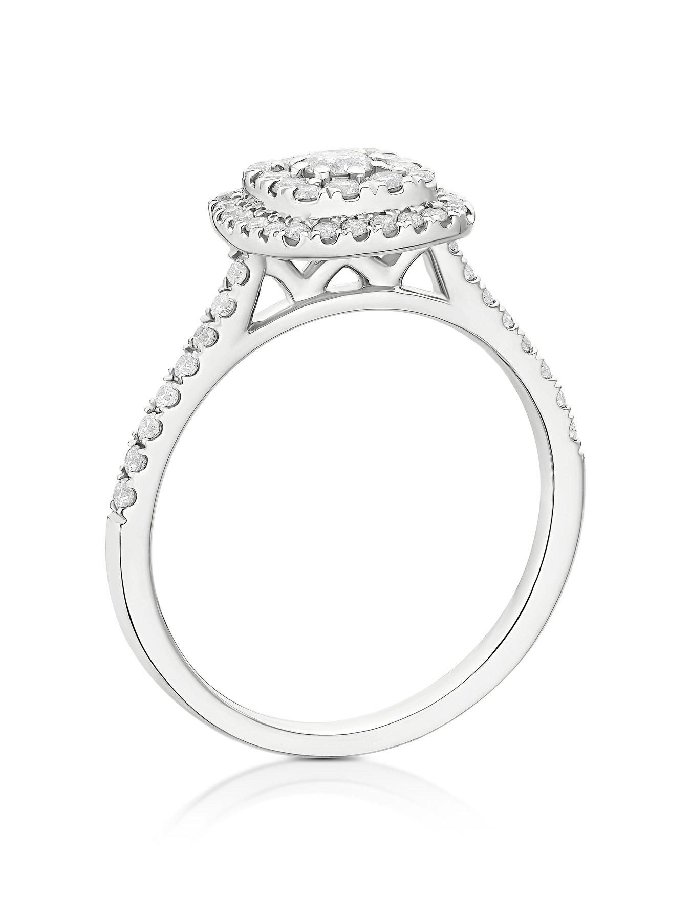 image of ernest-jones-engagement-ring-cushion-shaped-cluster-050ct-diamond-ring-platinum