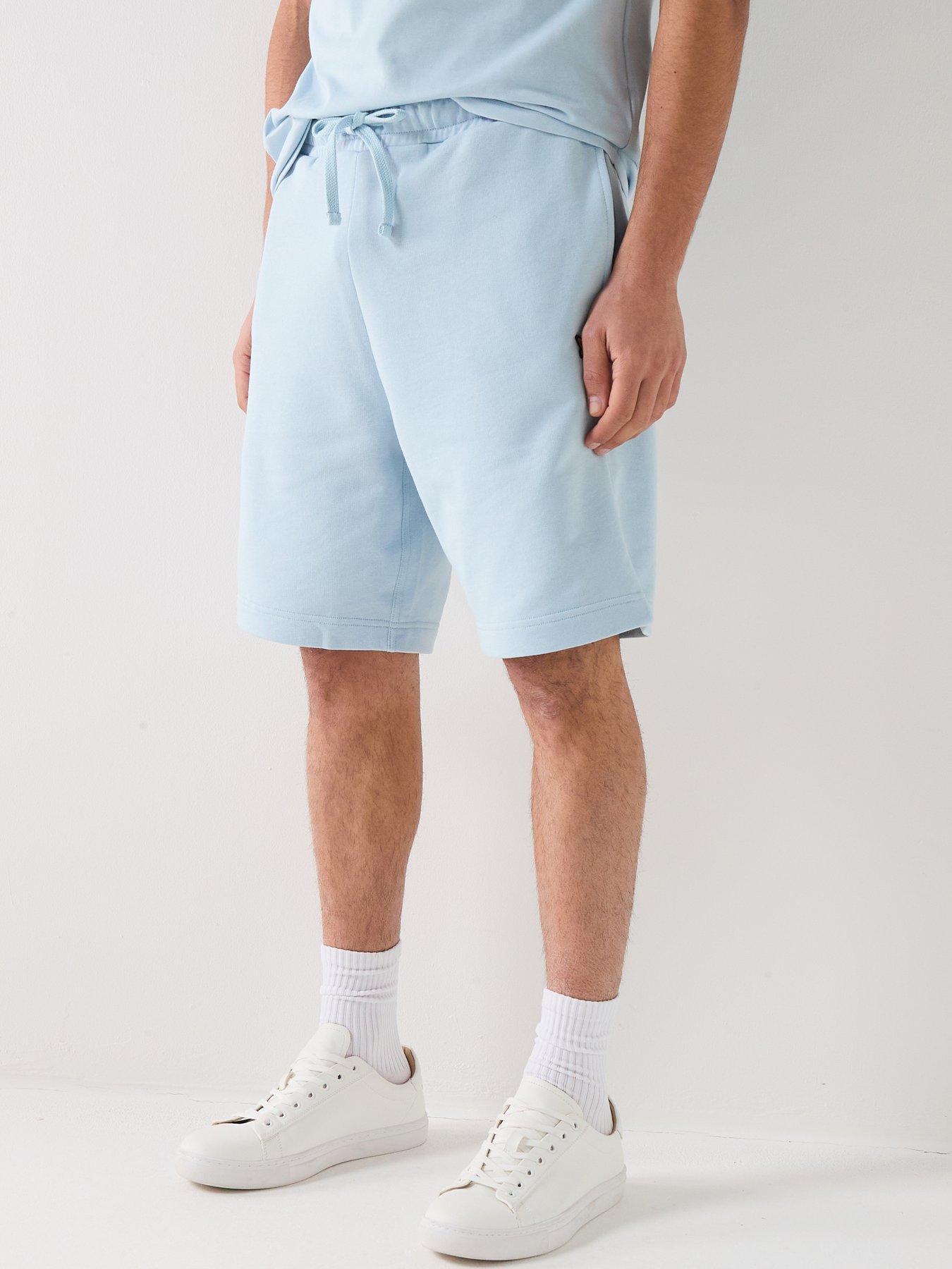  image of lyle-scott-plain-sweat-shorts-light-blue
