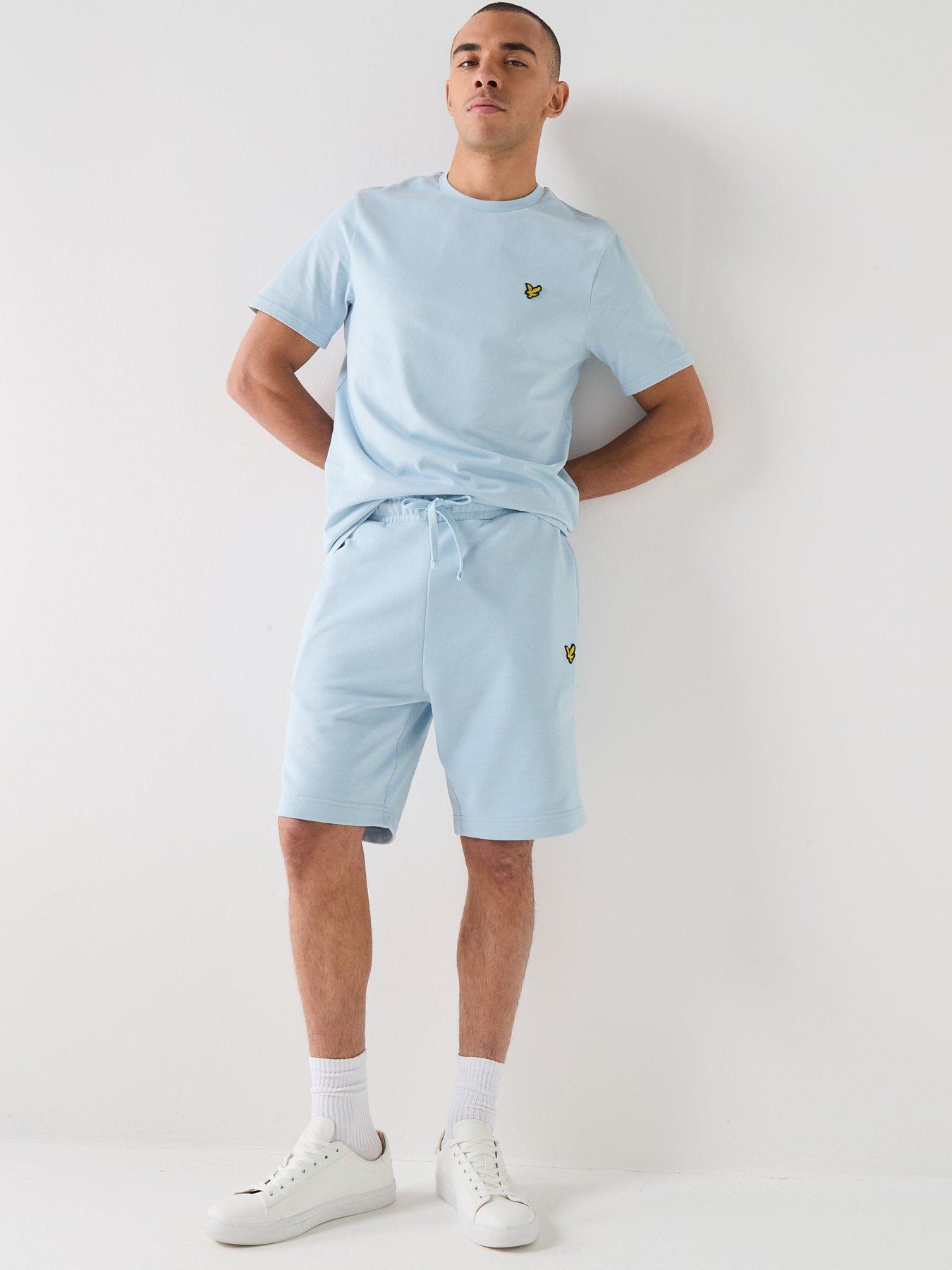  image of lyle-scott-plain-sweat-shorts-light-blue