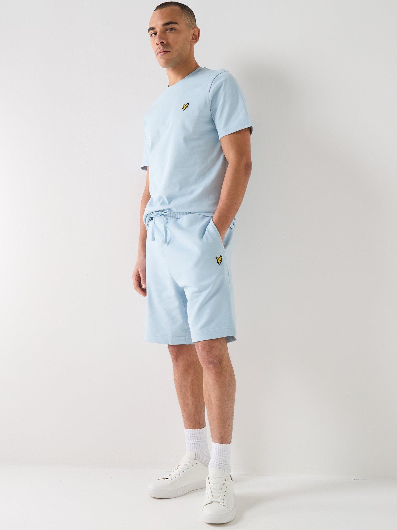  image of lyle-scott-plain-sweat-shorts-light-blue