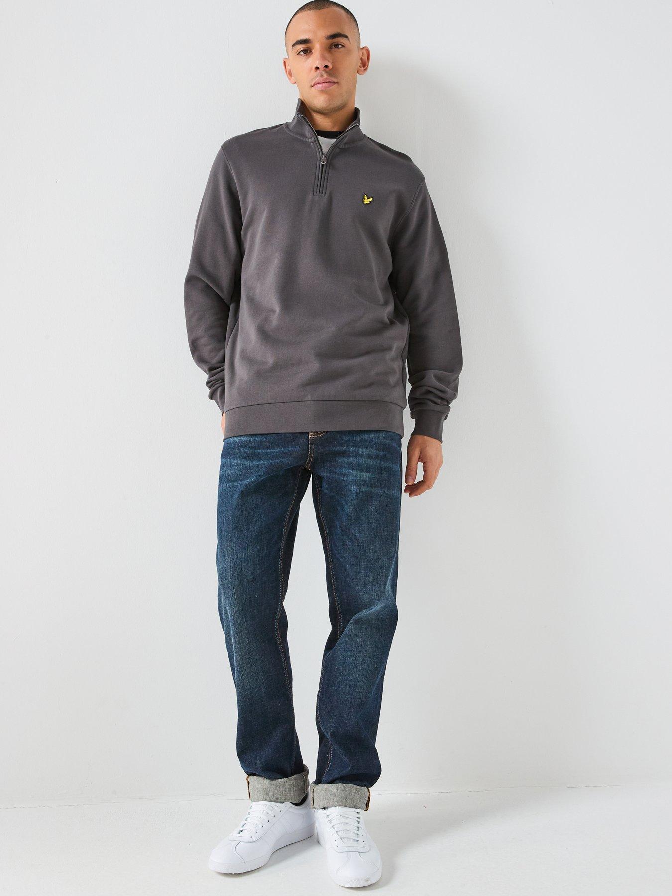  image of lyle-scott-loopback-14-zip-sweatshirt-grey