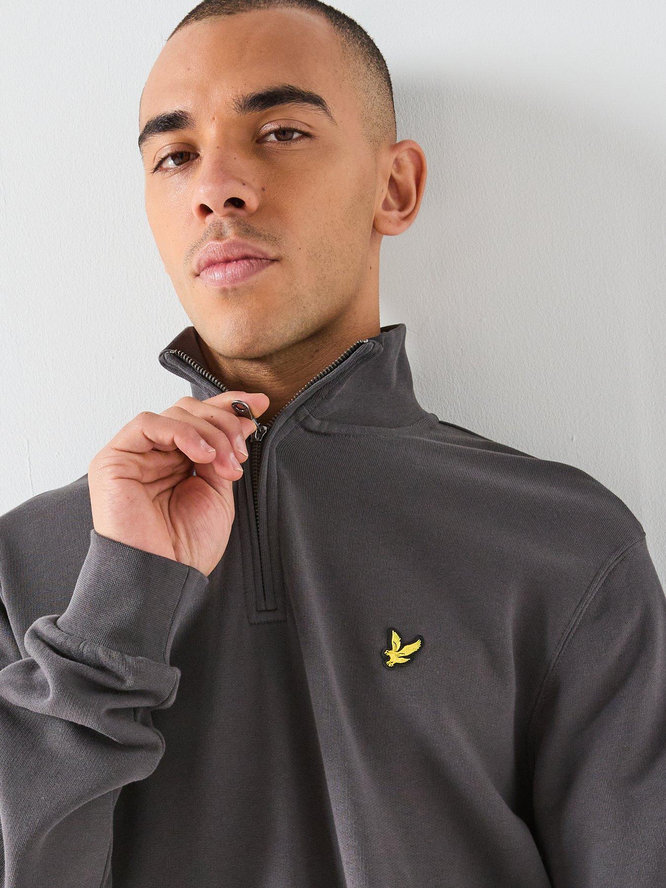  image of lyle-scott-loopback-14-zip-sweatshirt-grey