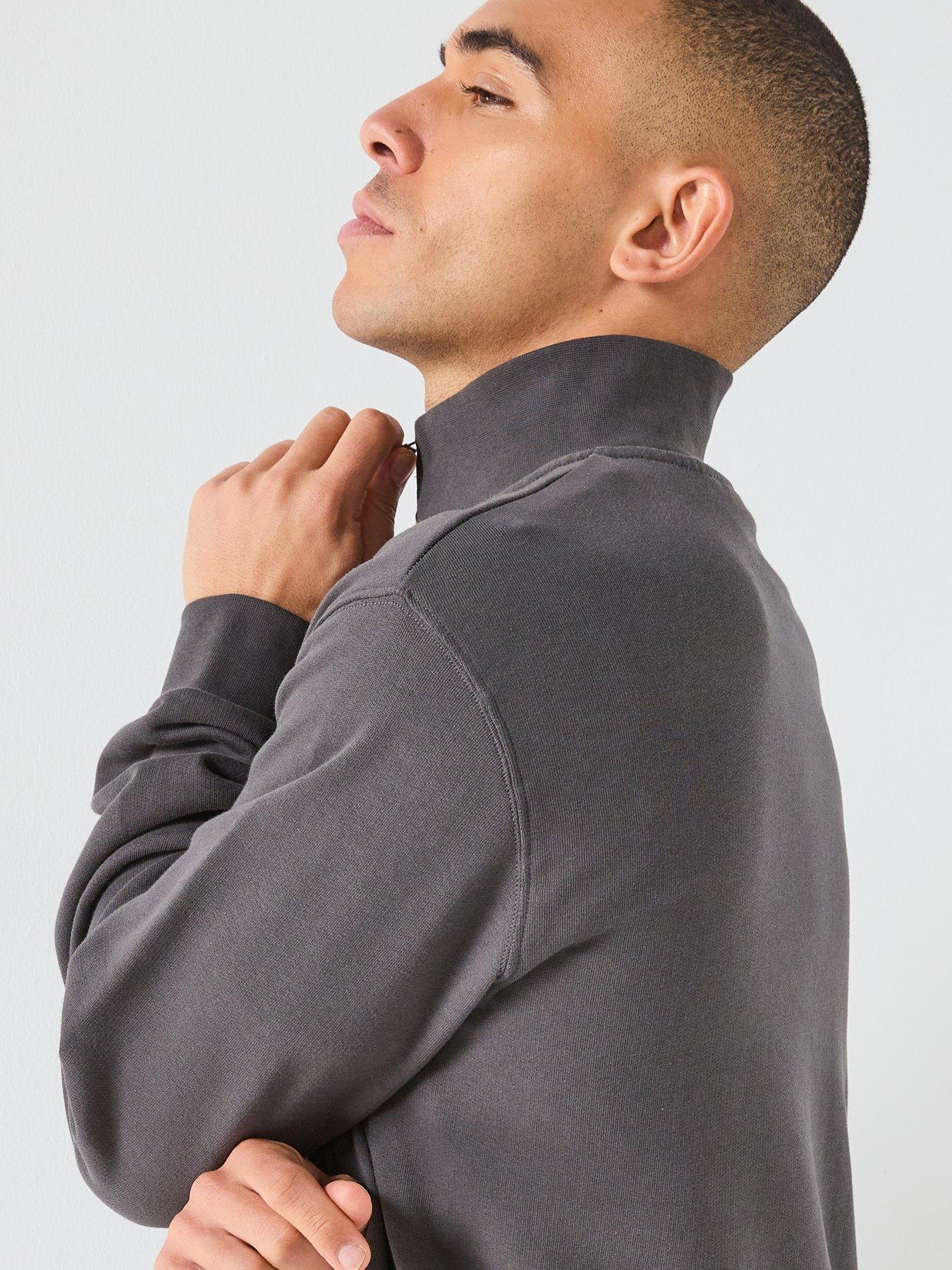  image of lyle-scott-loopback-14-zip-sweatshirt-grey