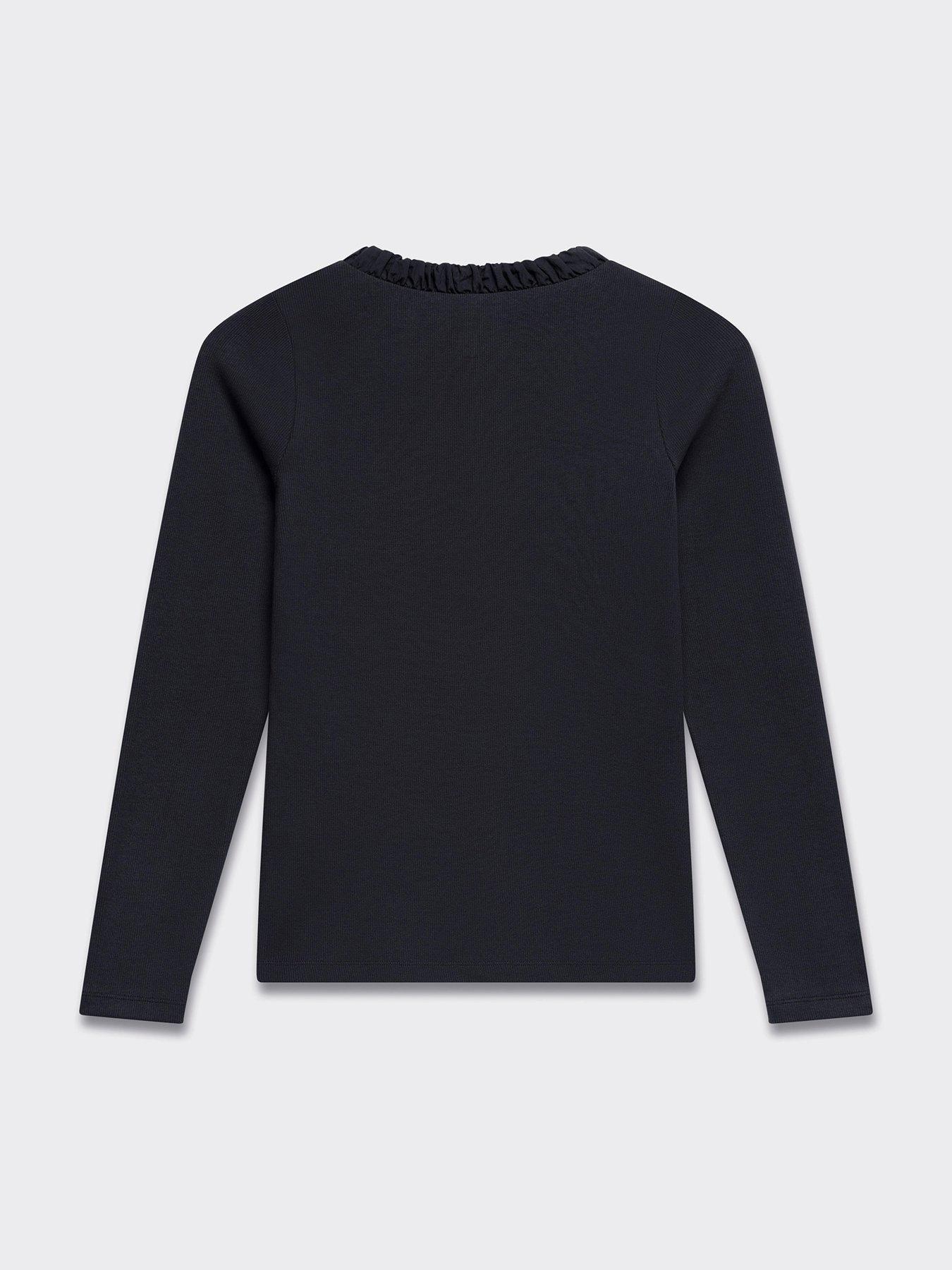 Image 6 of 6 of Mint Velvet Ribbed Henley Top - Black
