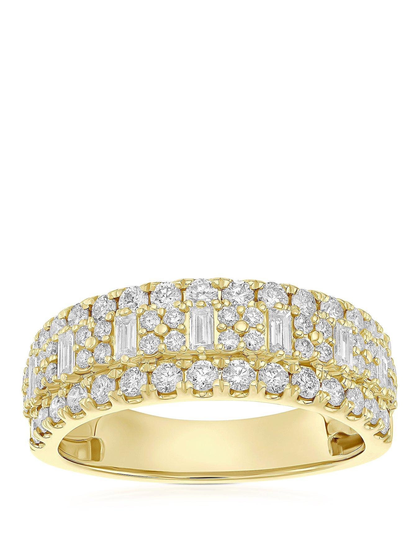 Image 1 of 3 of Ernest Jones 14Ct Three Row Eternity 1Ct Diamond Ring - Gold
