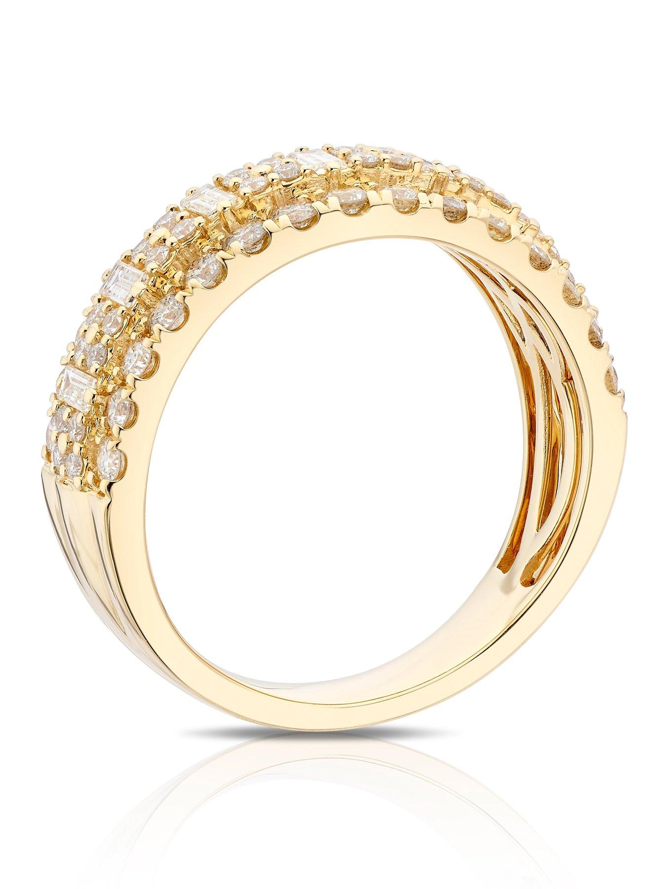  image of ernest-jones-14ct-three-row-eternity-1ct-diamond-ring-gold