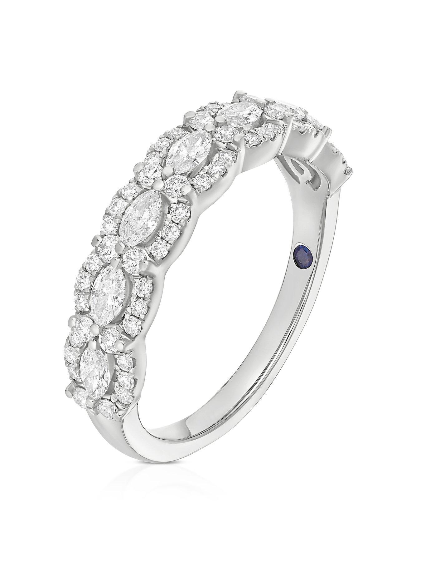  image of ernest-jones-vera-wang-marquise-amp-round-eternity-075ct-diamond-ring-platinum