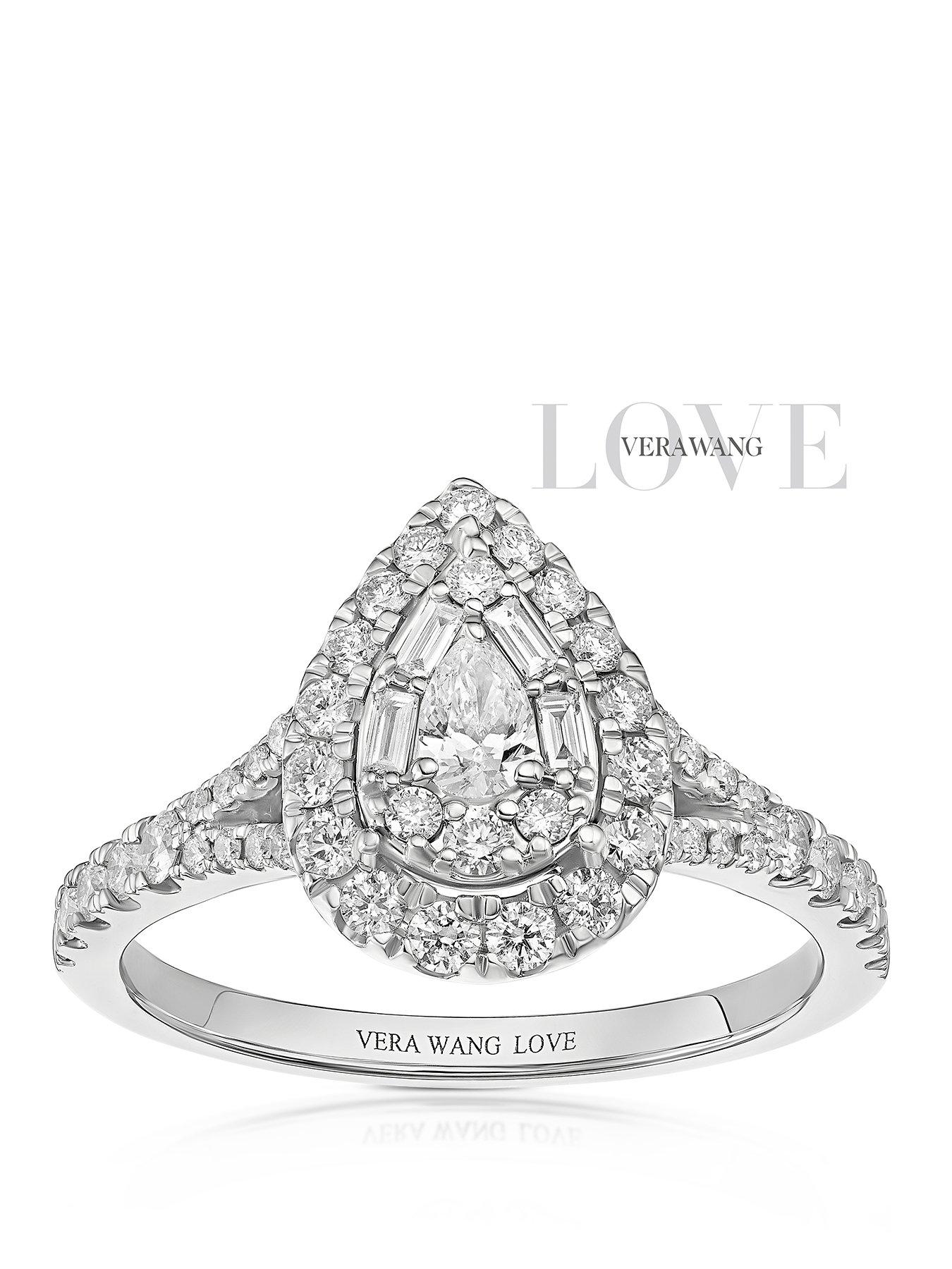 Ernest Jones Engagement Ring Vera Wang Platinum Cluster Pear Shape 0.60ct Diamond Ring