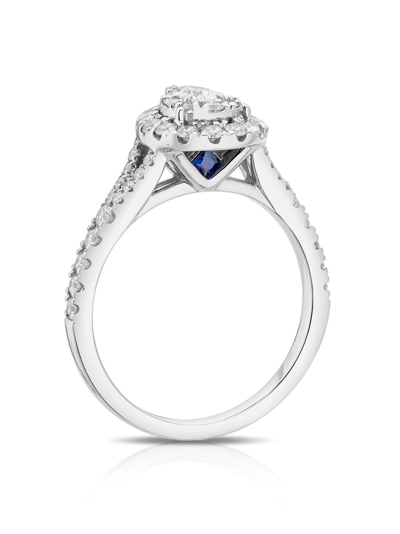  image of ernest-jones-vera-wang-cluster-pear-shape-060ct-diamond-engagement-ring-platinum