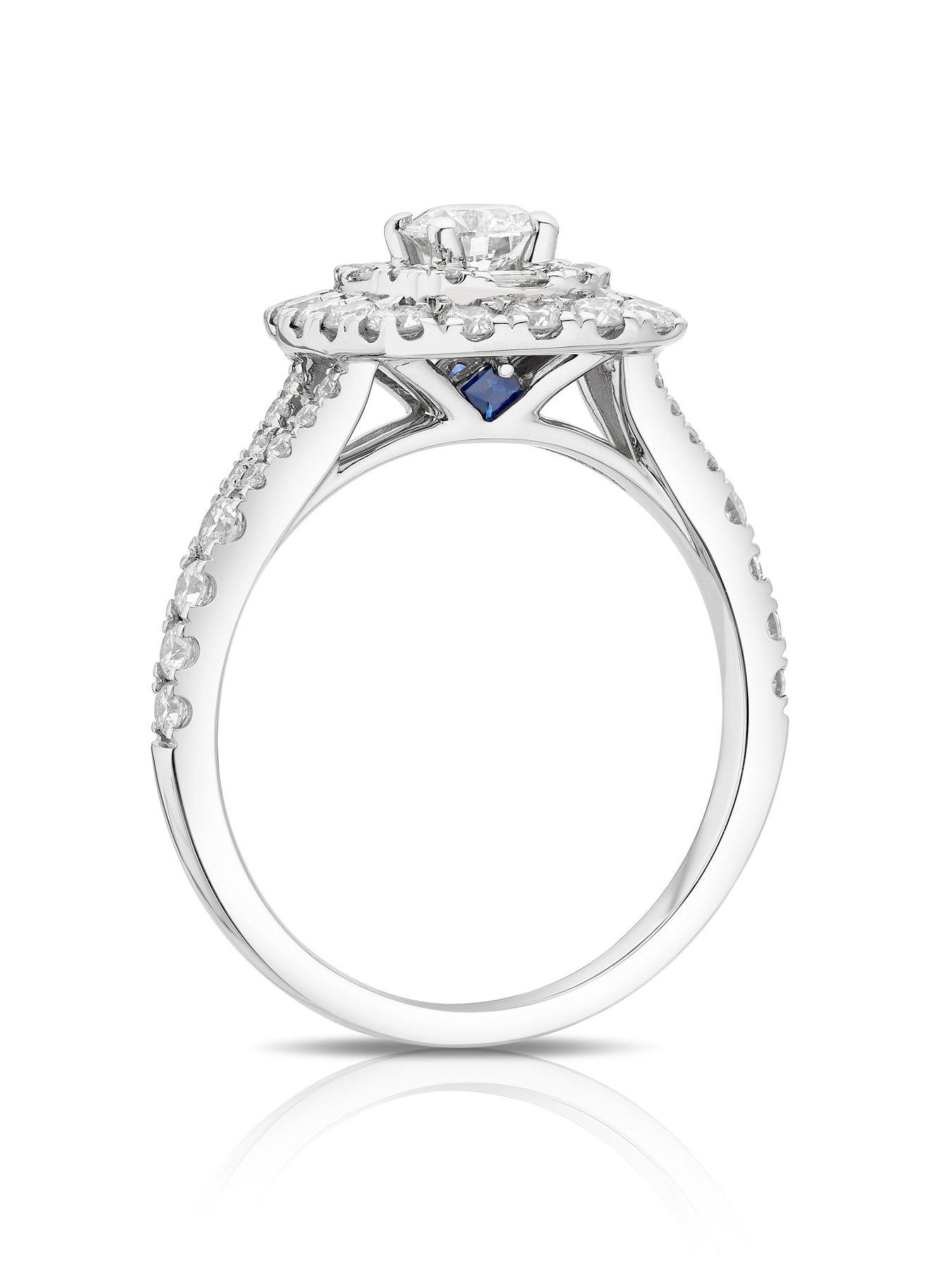  image of ernest-jones-engagement-ring-vera-wang-double-halo-cushion-shape-1ct-diamond-ring-platinum