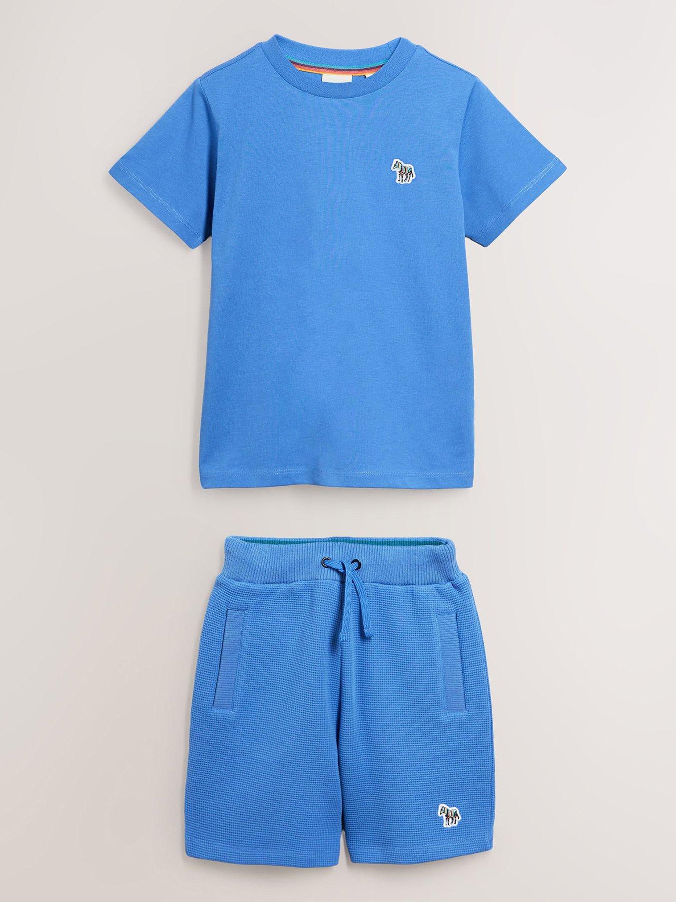 Paul Smith Junior PSJB Waffle T-Shirt and Shorts Set - Blue