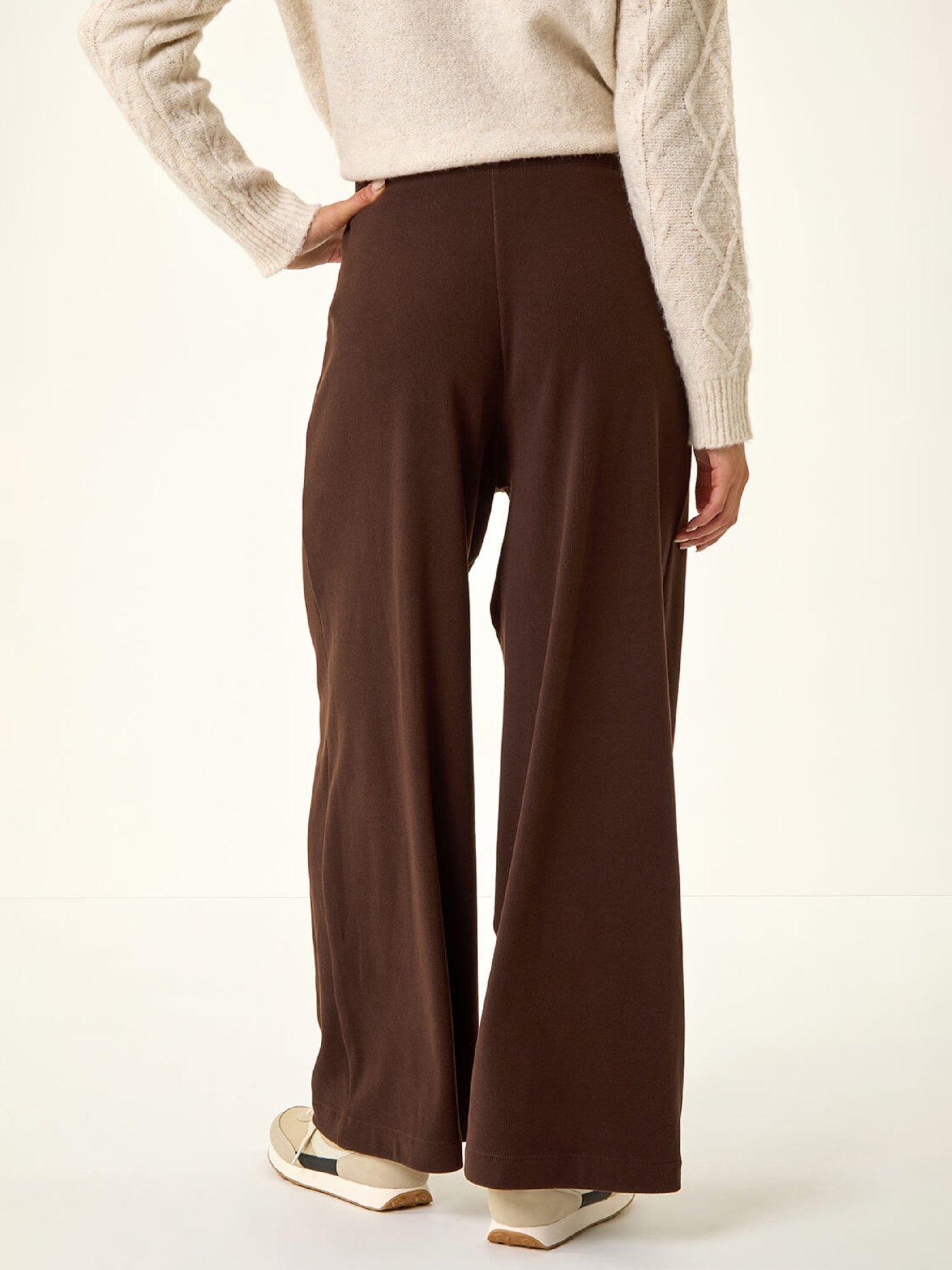 Image 2 of 5 of Roman Petite Brushed Ribbed Trouser - Chocolate