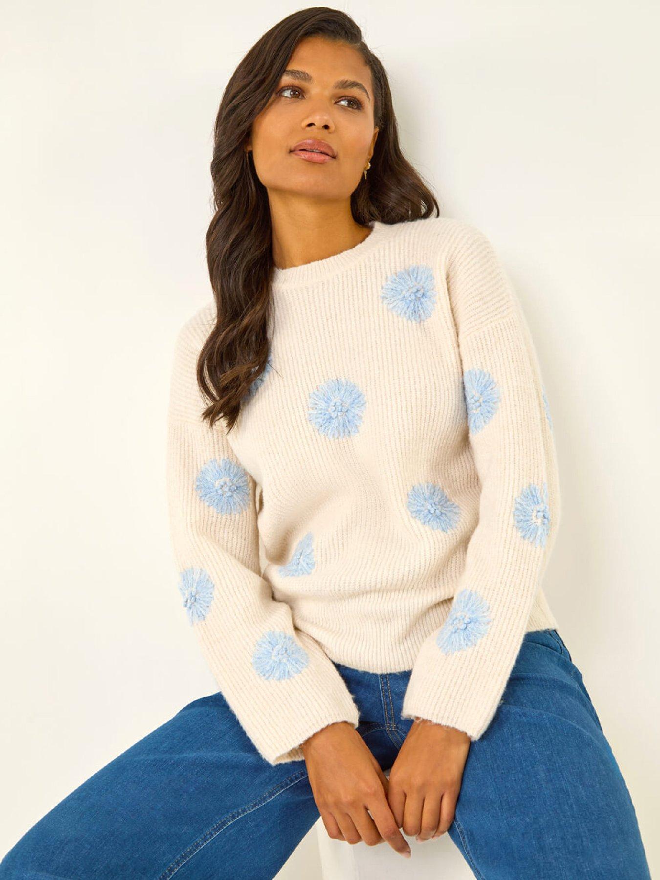 Roman Scattered Flower Knit Jumper - Ivory