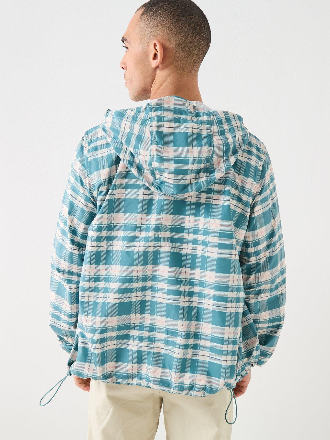  image of lyle-scott-tartan-hooded-zip-through-jacket-green