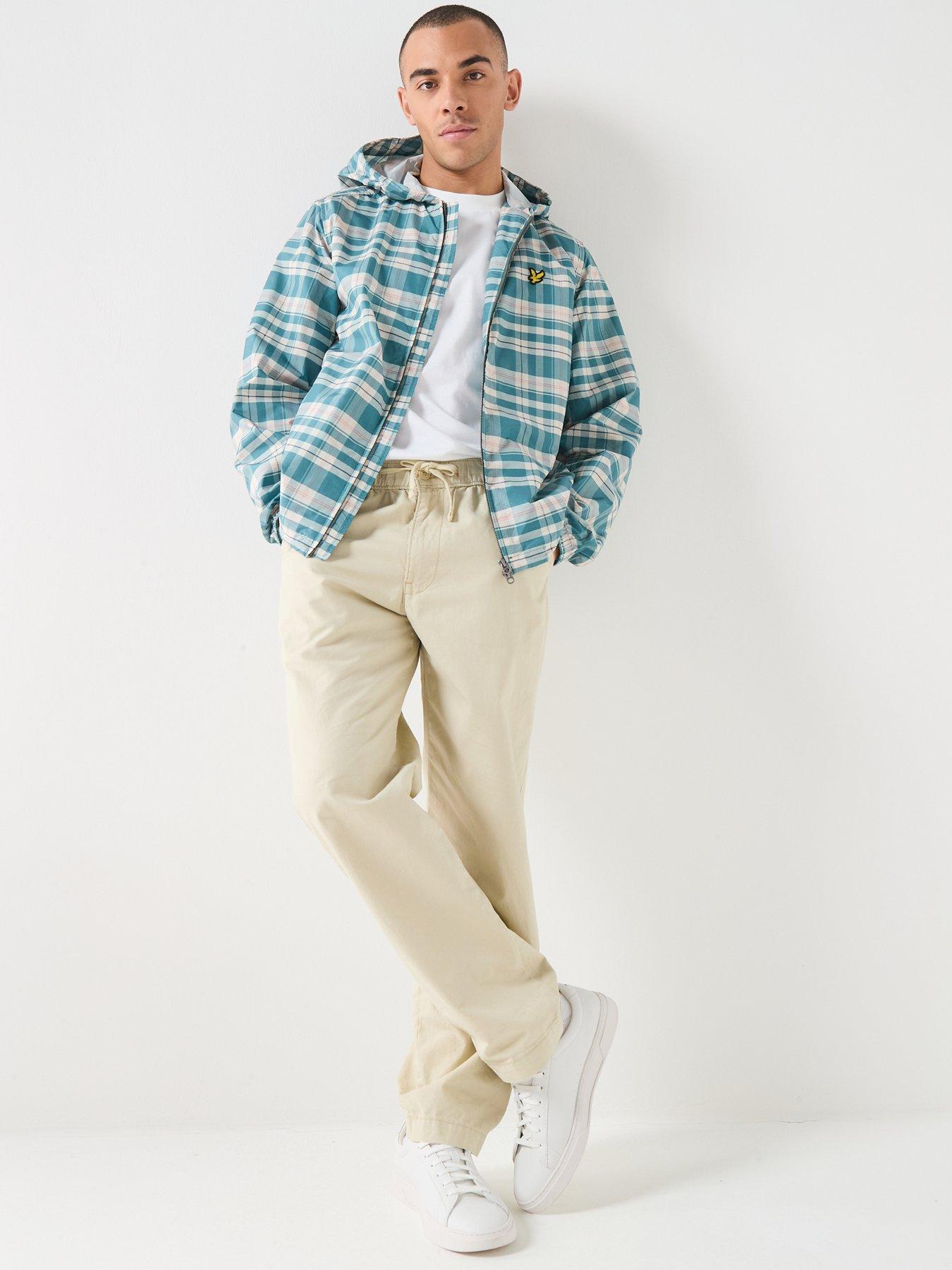  image of lyle-scott-tartan-hooded-zip-through-jacket-green