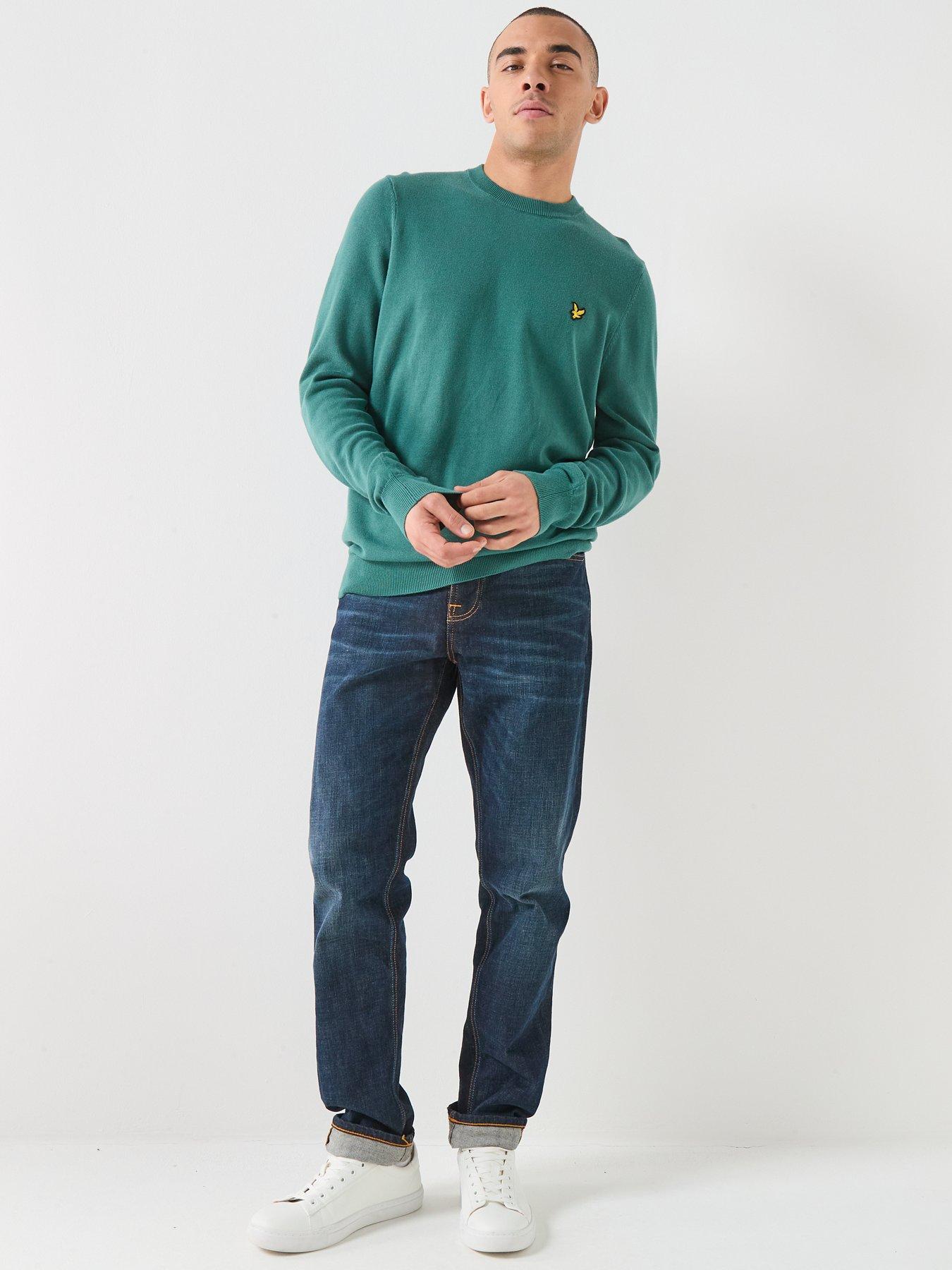  image of lyle-scott-cotton-crew-knitted-jumper-green