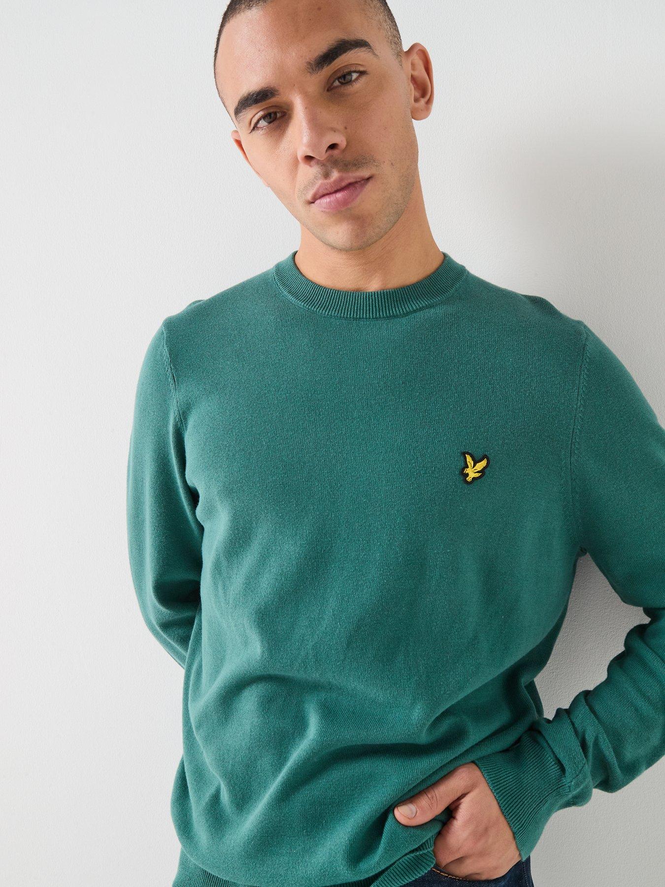  image of lyle-scott-cotton-crew-knitted-jumper-green