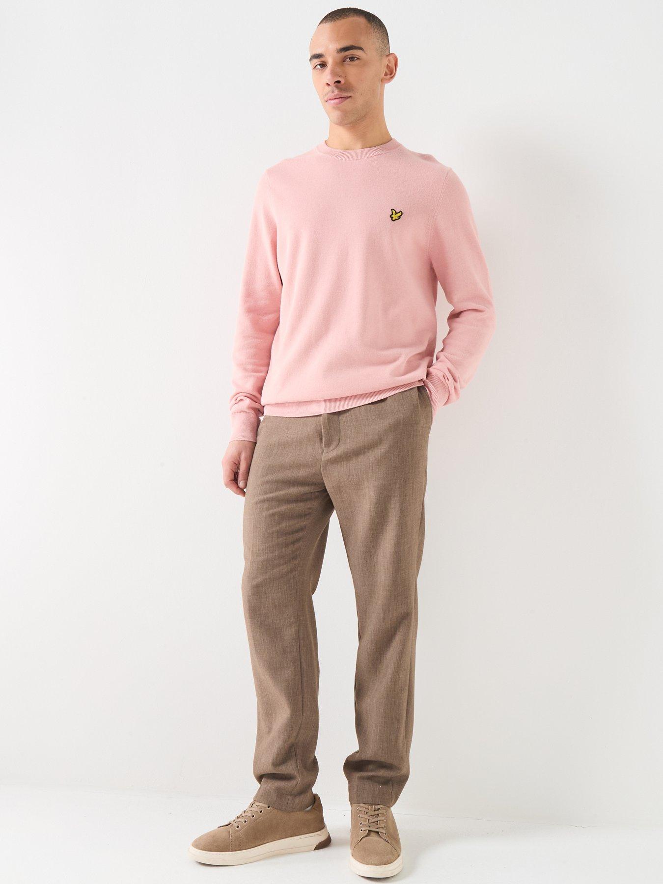  image of lyle-scott-cotton-crew-knitted-jumper-pink