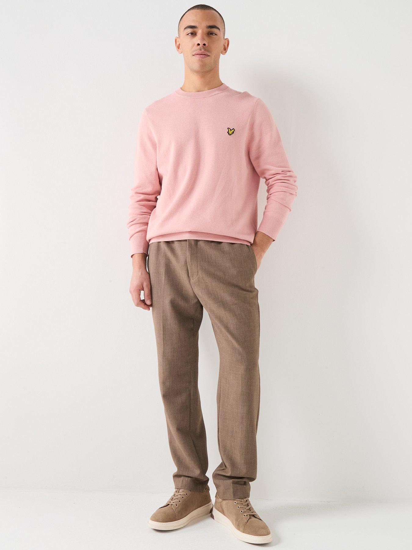 image of lyle-scott-cotton-crew-knitted-jumper-pink