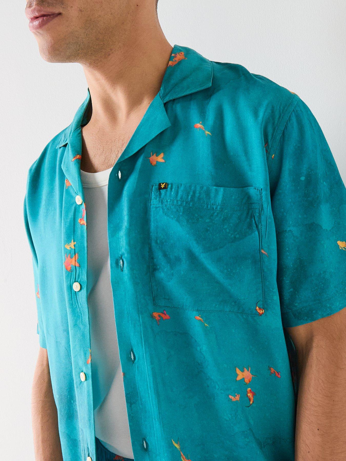 Image 4 of 6 of Lyle & Scott Goldfish Resort Shirt - Teal - Blue