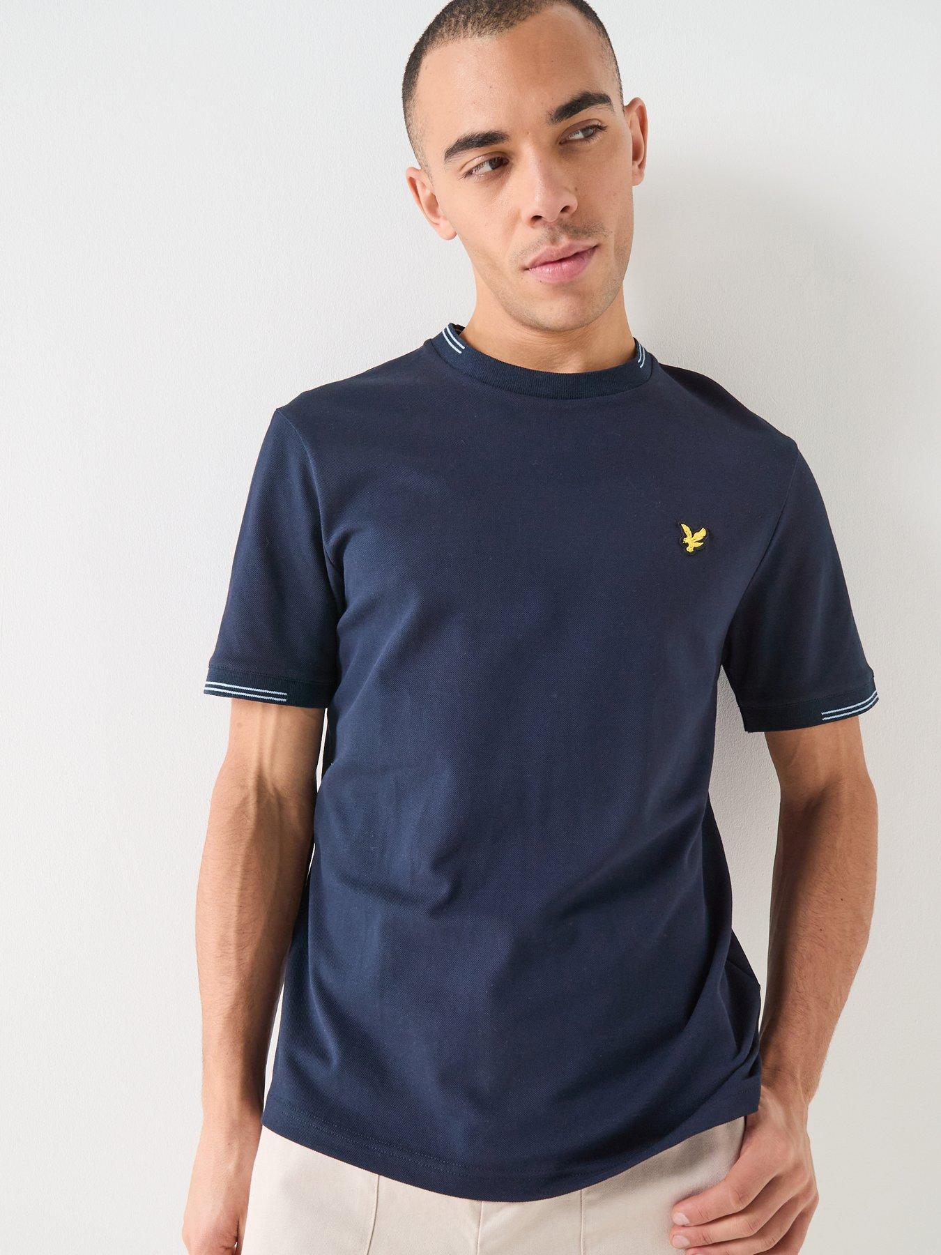 Image 1 of 5 of Lyle & Scott Quarter Tipped T-Shirt - Navy