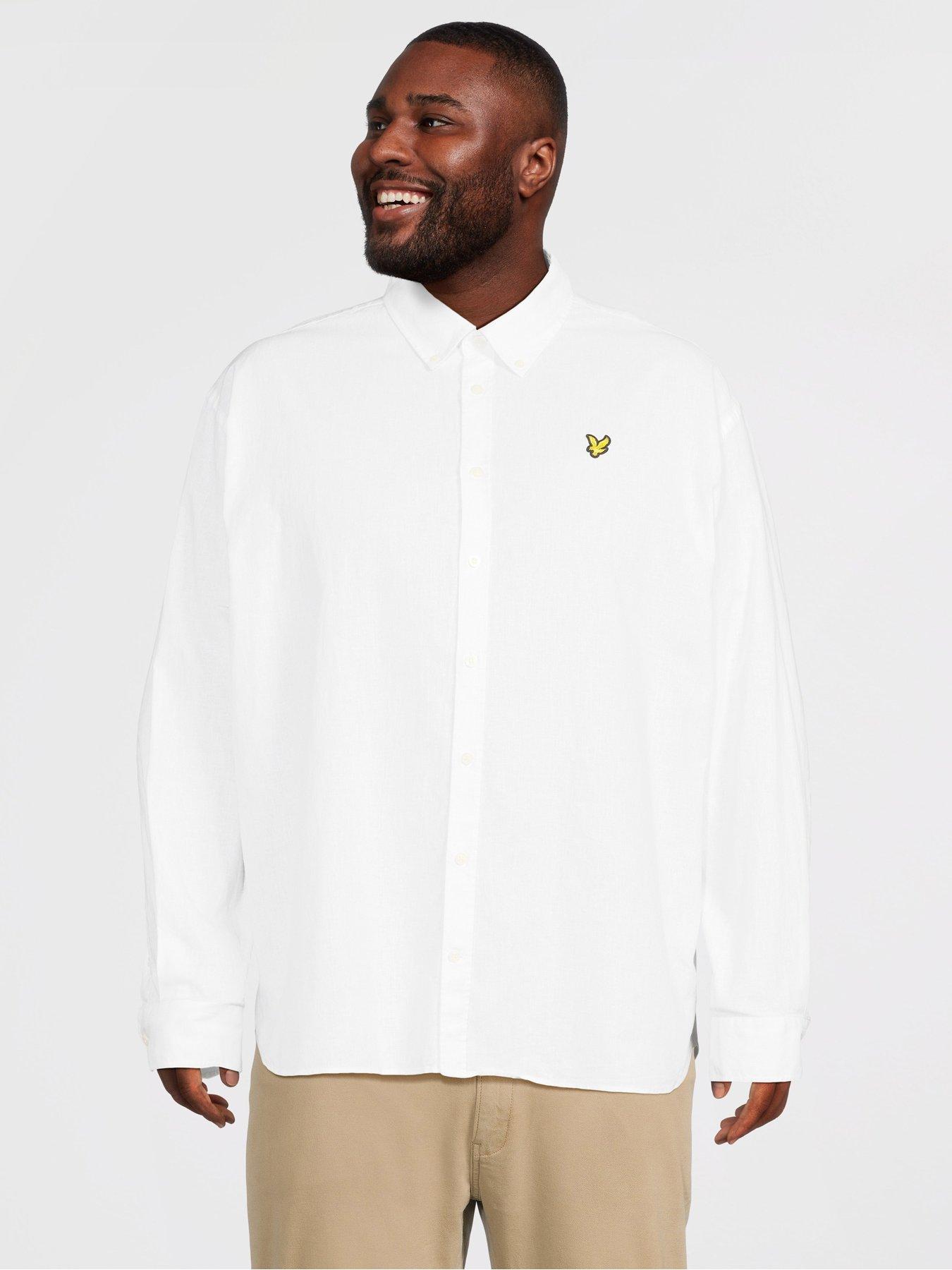 Image 1 of 5 of Lyle & Scott Big Tall Linen Blend Oxford Shirt - White