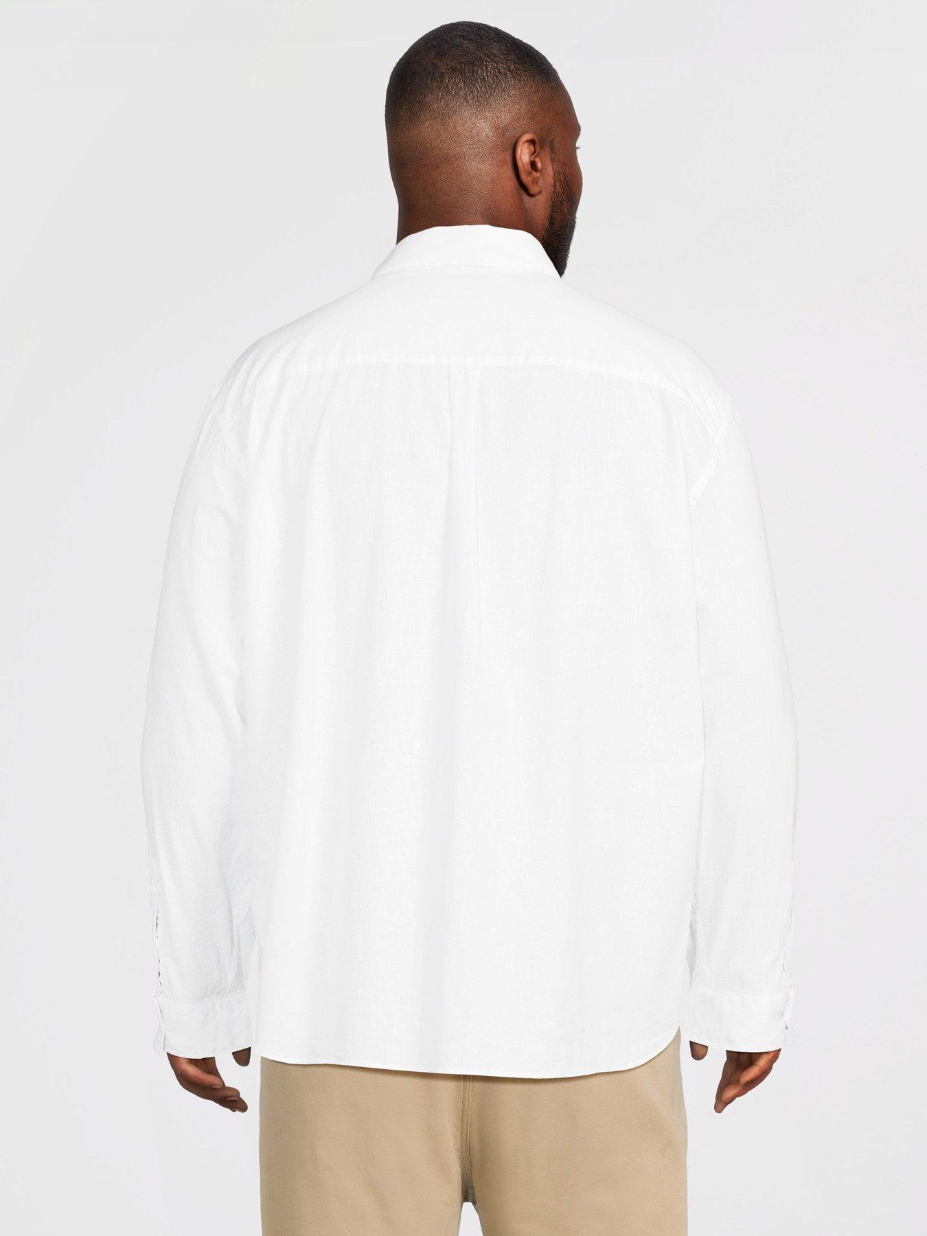Image 2 of 5 of Lyle & Scott Big Tall Linen Blend Oxford Shirt - White