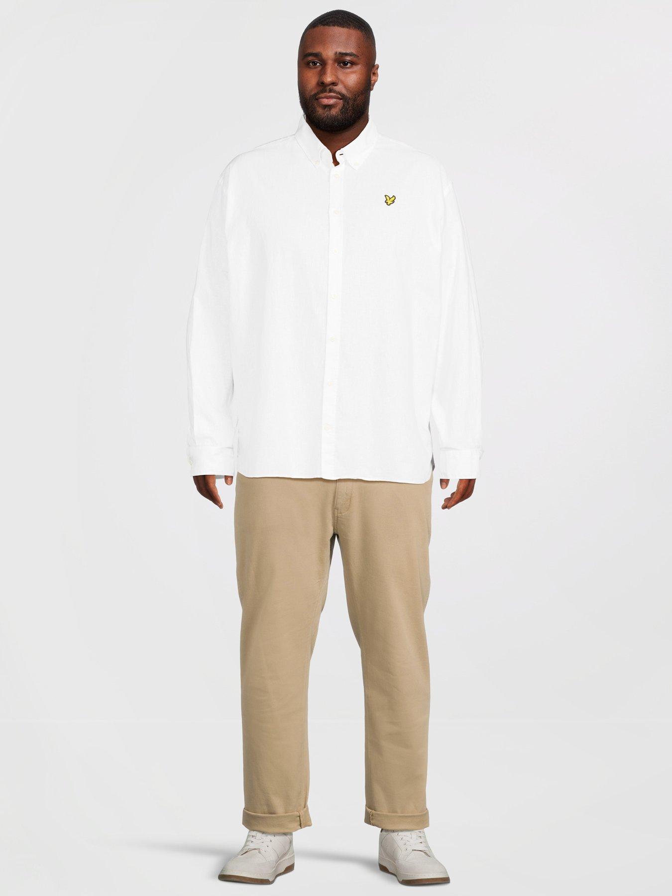 Image 3 of 5 of Lyle & Scott Big Tall Linen Blend Oxford Shirt - White
