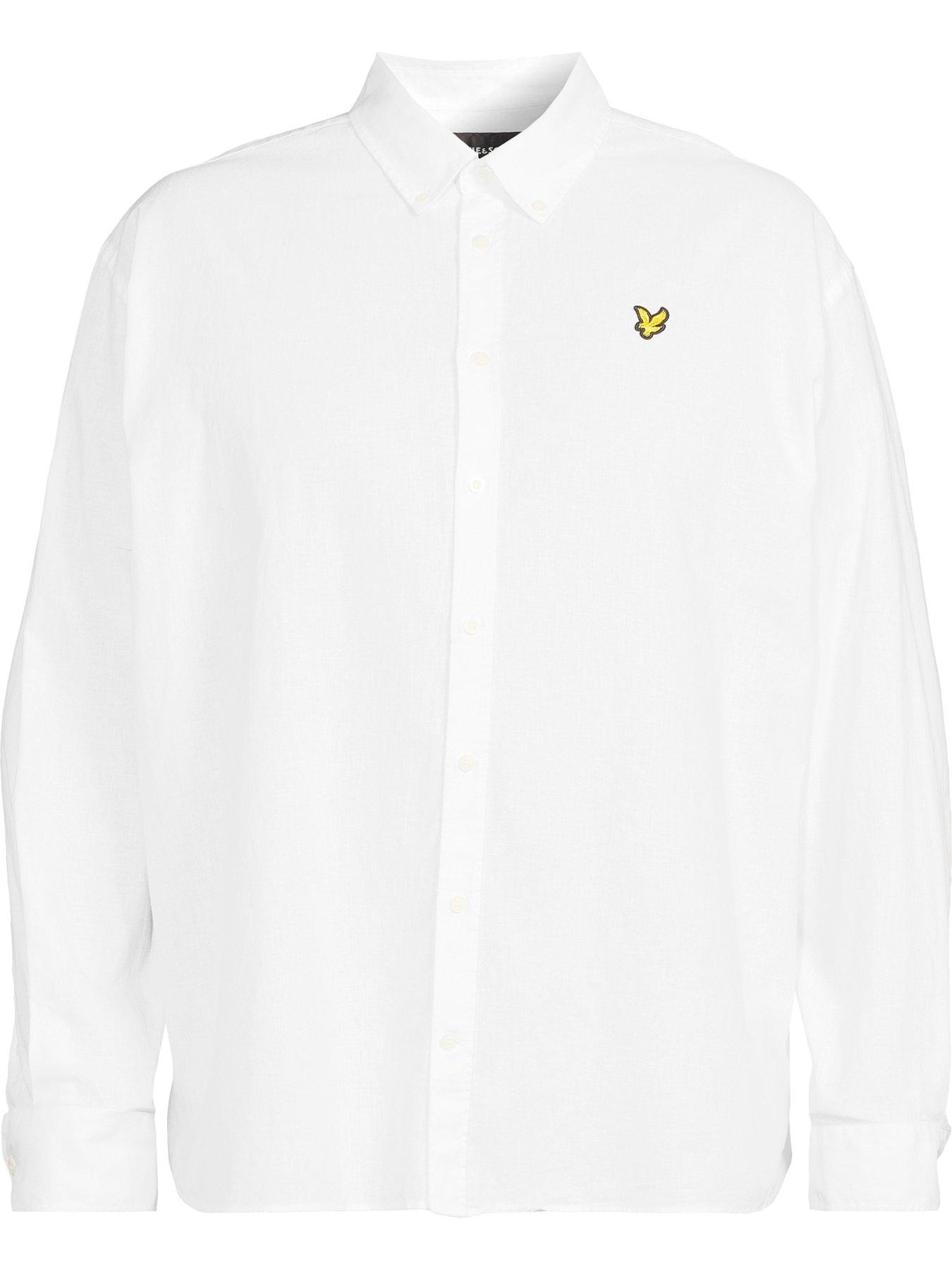 Image 5 of 5 of Lyle & Scott Big Tall Linen Blend Oxford Shirt - White