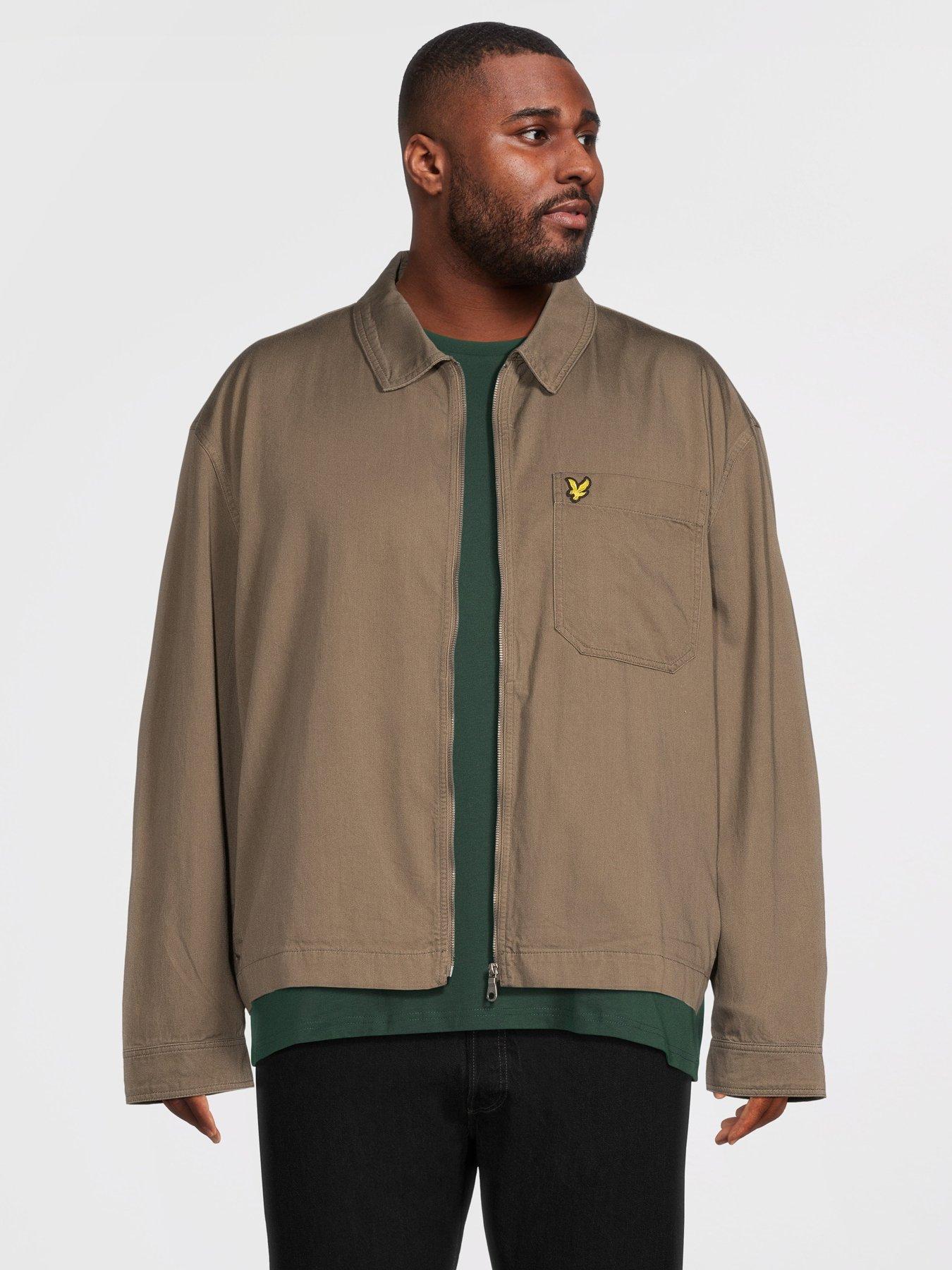 Lyle & Scott Big Tall Enzyme Wash Zip Through Overshirt - Khaki