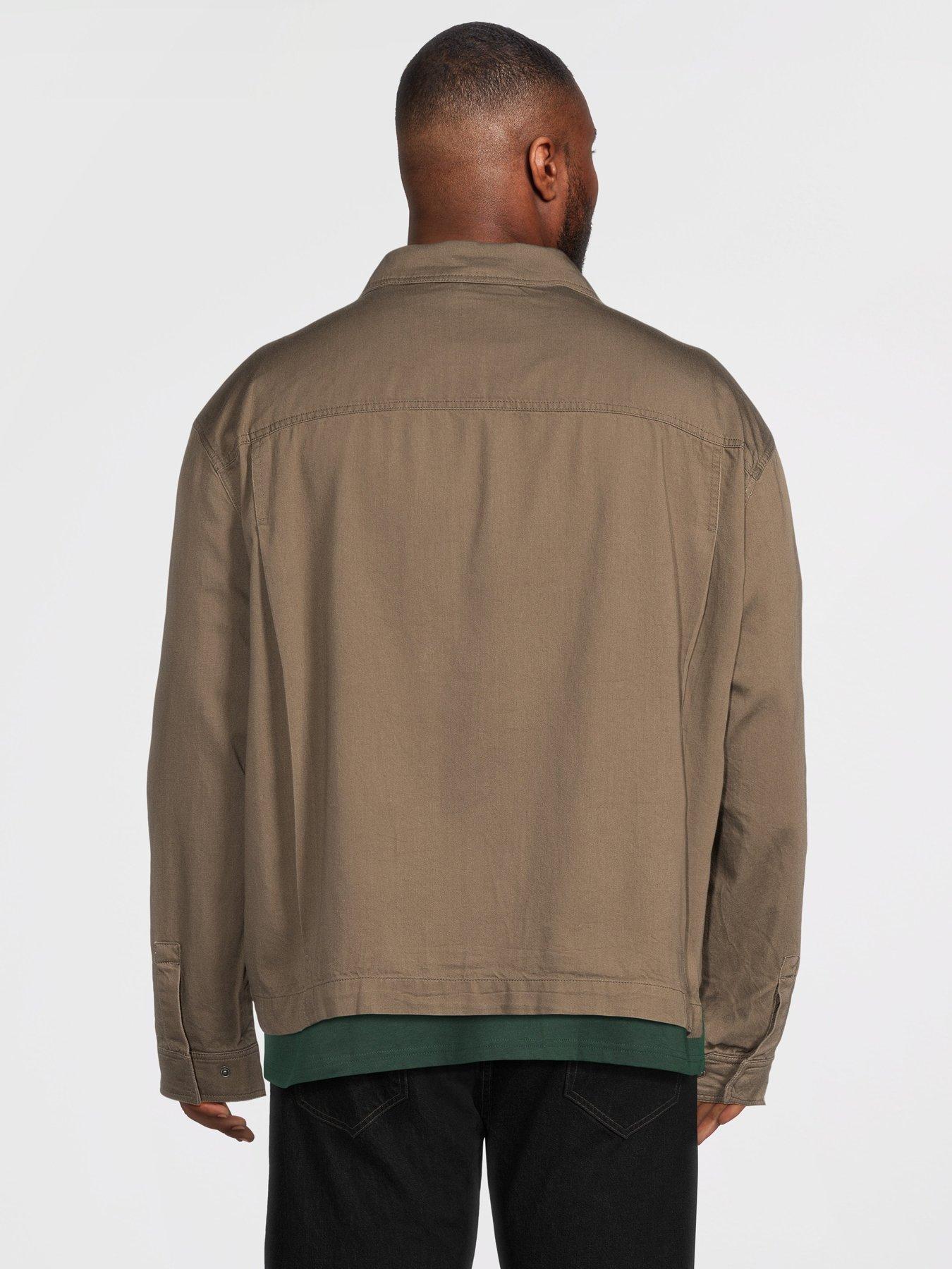 Image 2 of 6 of Lyle & Scott Big Tall Enzyme Wash Zip Through Overshirt - Khaki