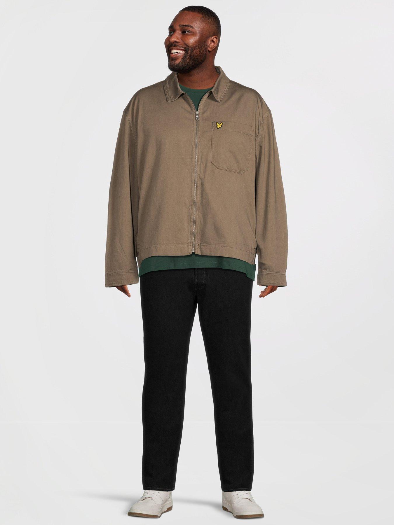 Image 3 of 6 of Lyle & Scott Big Tall Enzyme Wash Zip Through Overshirt - Khaki