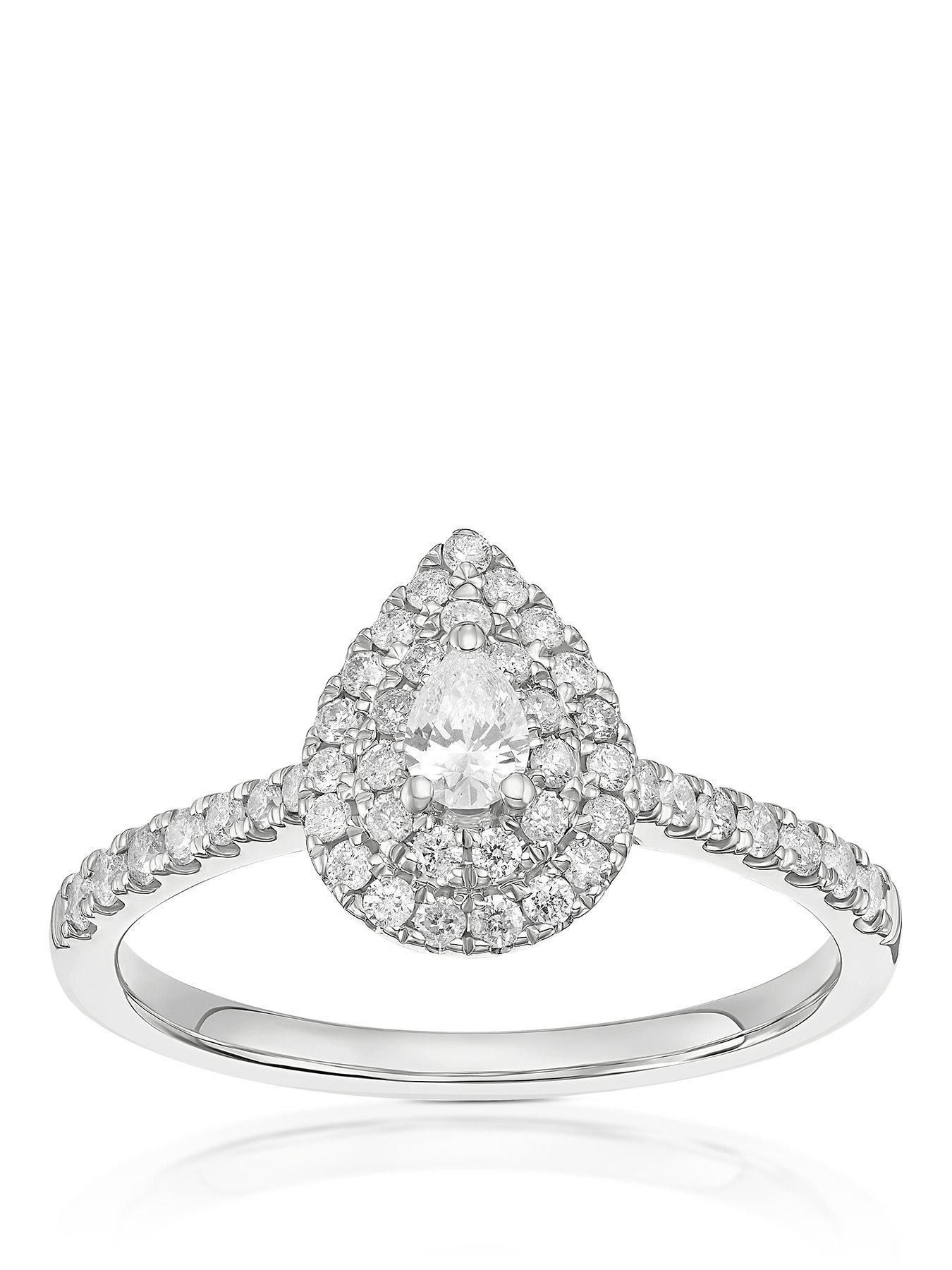  image of h-samuel-9ct-pear-shaped-double-halo-040ct-diamond-ring-white-gold