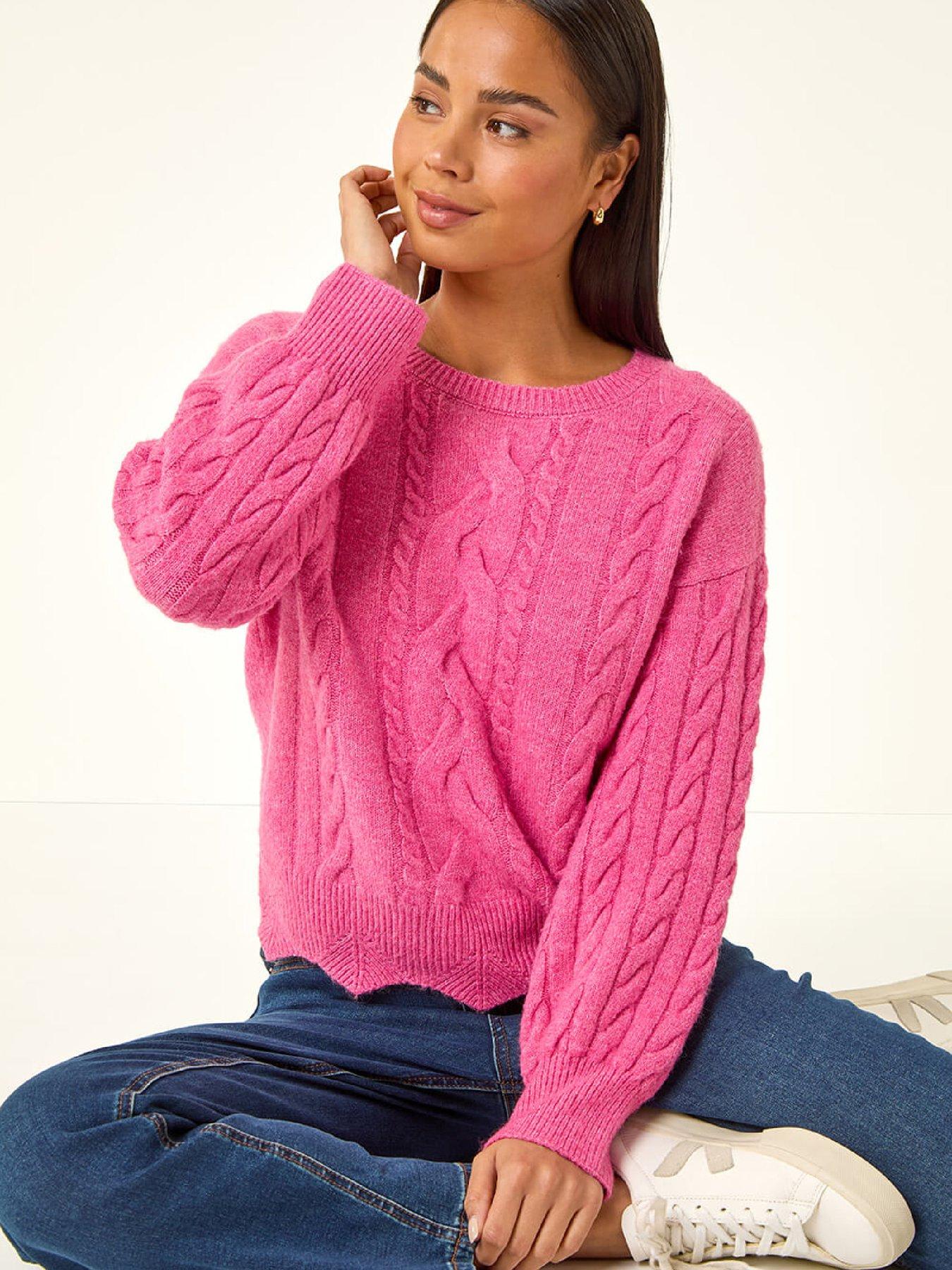 Roman Petite Scalloped Hem Knit Jumper - Pink