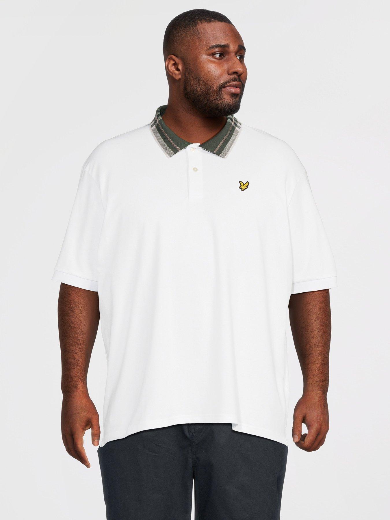Lyle & Scott Big Tall Tartan Collar Polo Shirt - White