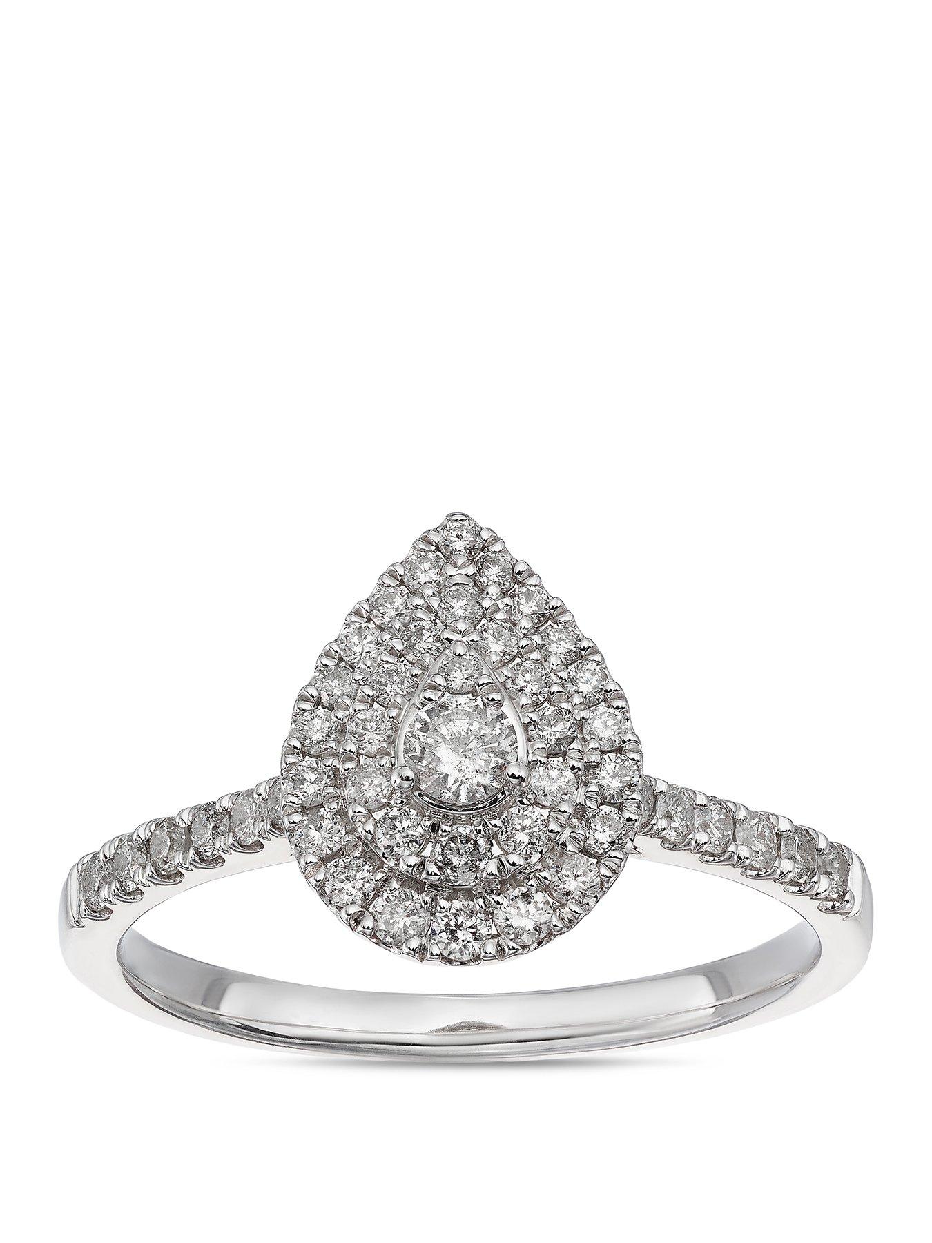 Image 1 of 3 of H. Samuel 14Ct Pear Shaped Double Halo 040Ct Diamond Ring - White Gold