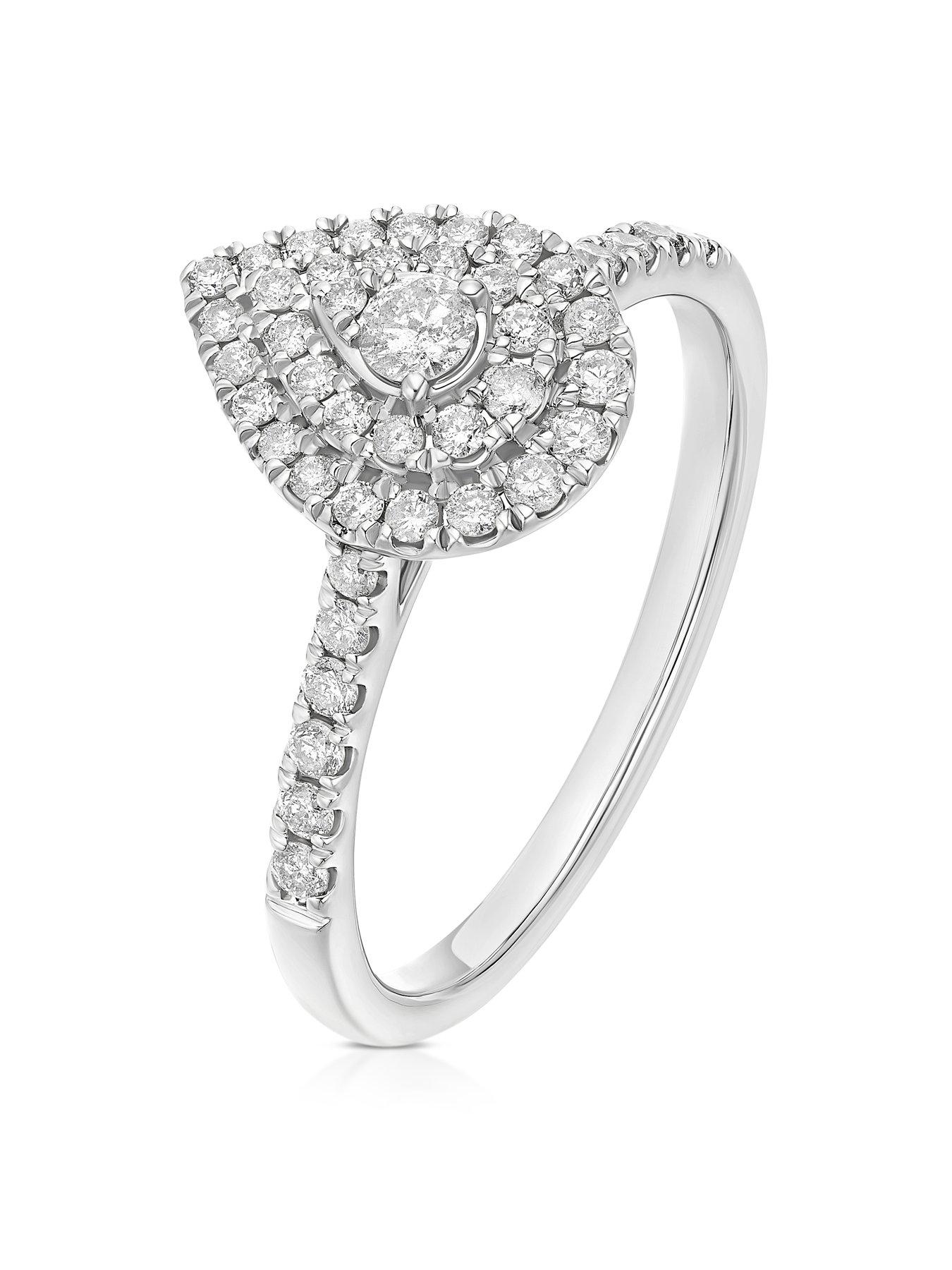 Image 2 of 3 of H. Samuel 14Ct Pear Shaped Double Halo 040Ct Diamond Ring - White Gold